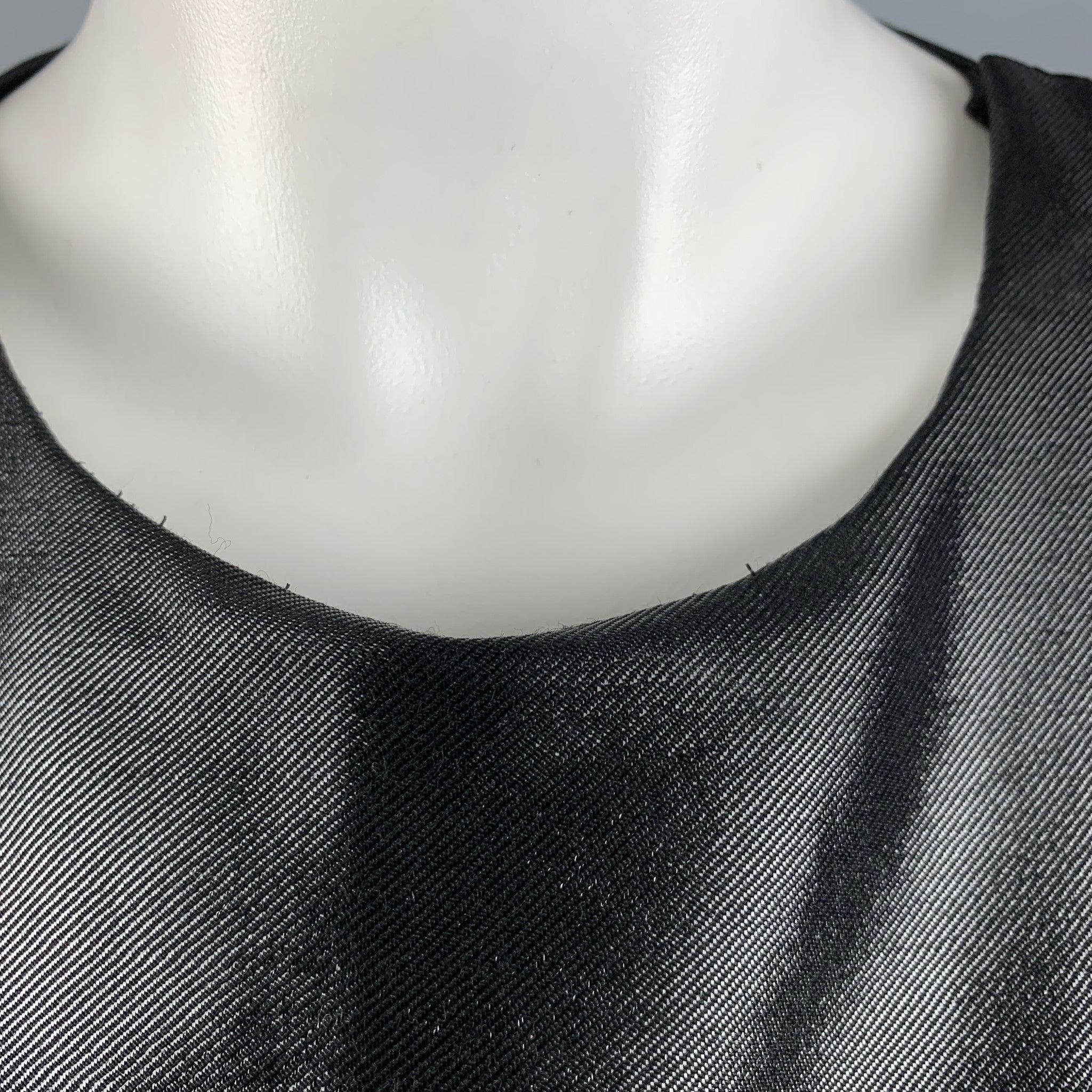 JIL SANDER Size 10 Black Wool  Nylon Shiny Sleeveless Dress For Sale 1