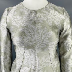 JIL SANDER Size 10 Grey Silver Polyester Silk Embossed A-Line Dress