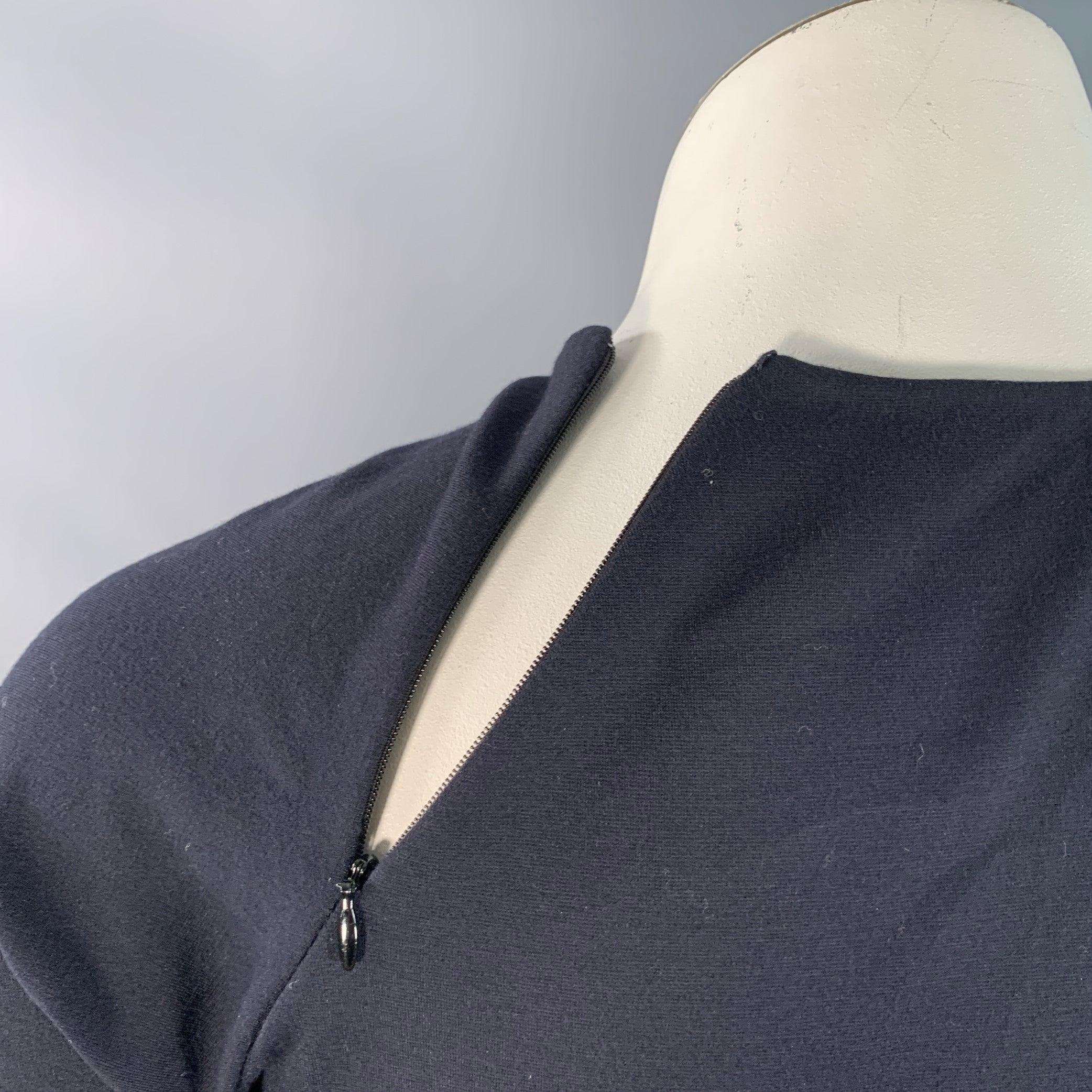 JIL SANDER Taille 10 Robe de soirée longue froncée en viscose bleu marine Excellent état - En vente à San Francisco, CA