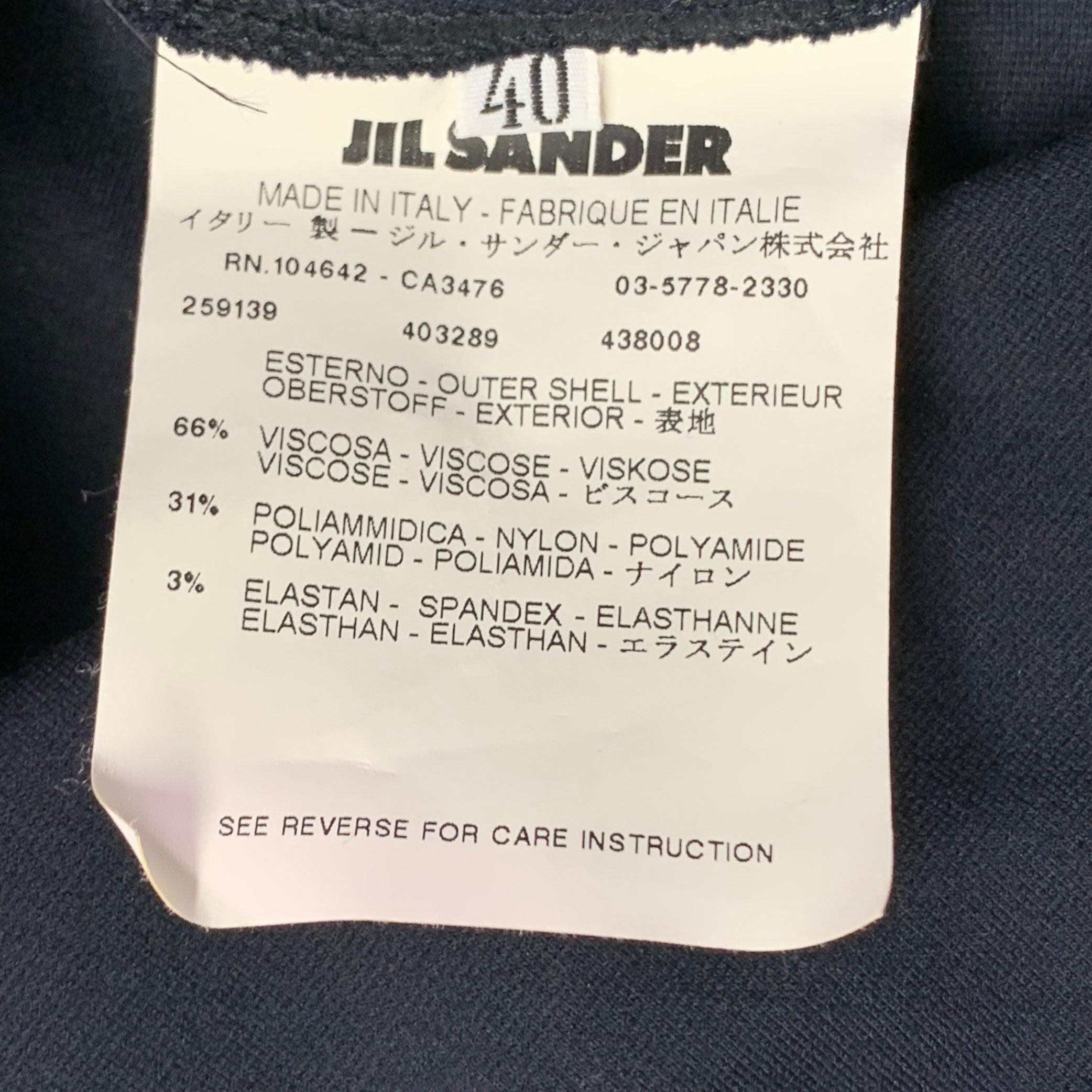 JIL SANDER Taille 10 Robe de soirée longue froncée en viscose bleu marine en vente 1