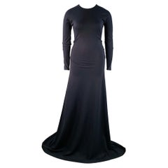 JIL SANDER Größe 10 Marineblau Viskosemischung gerüschtes langes Abendkleid