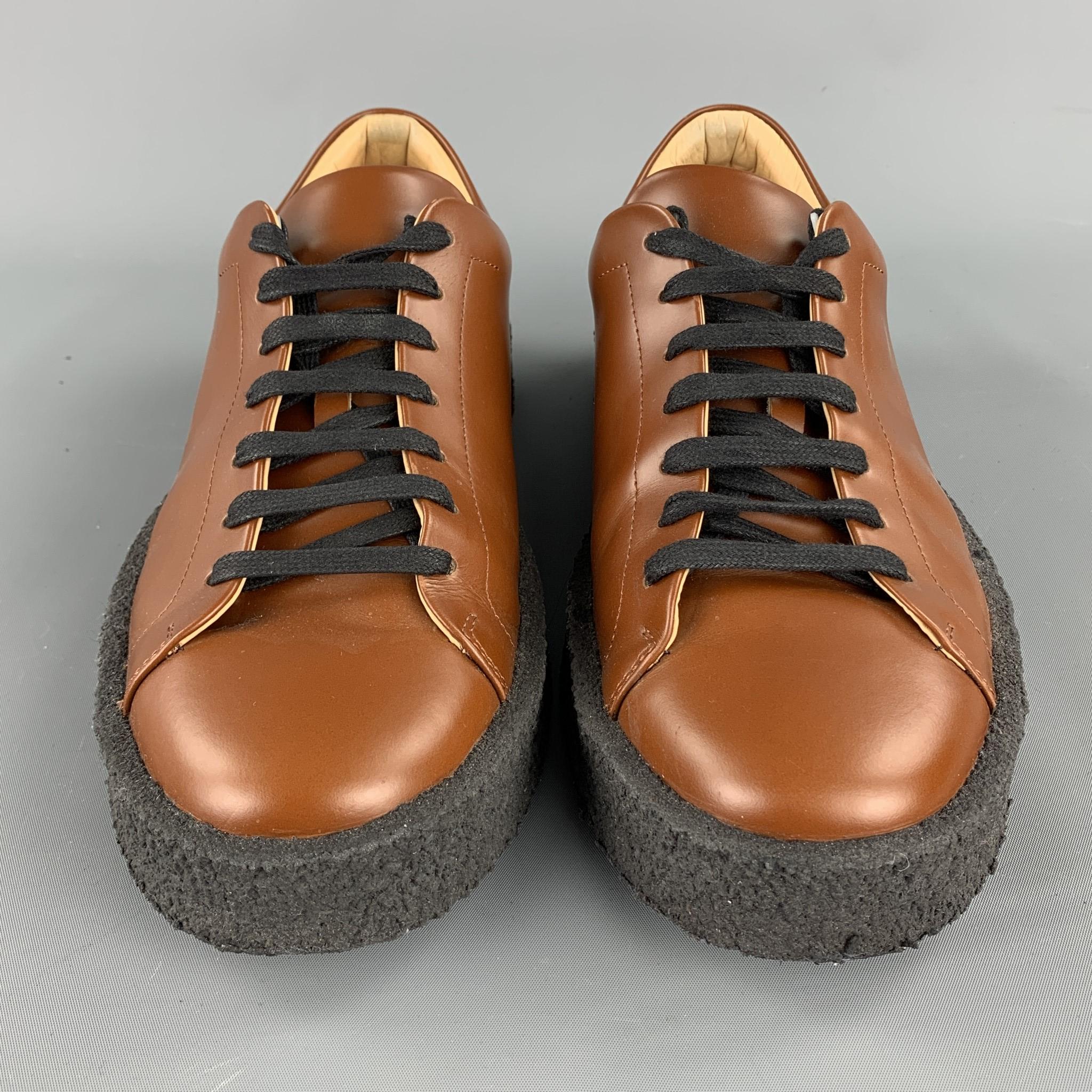 Men's JIL SANDER Size 10 Whiskey Brown Leather Rubber Sole Lace Up Shoes