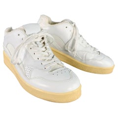 JIL SANDER Taglia 10 Pelle Bianca Suola di Gomma Lace-Up Low Top Sneakers