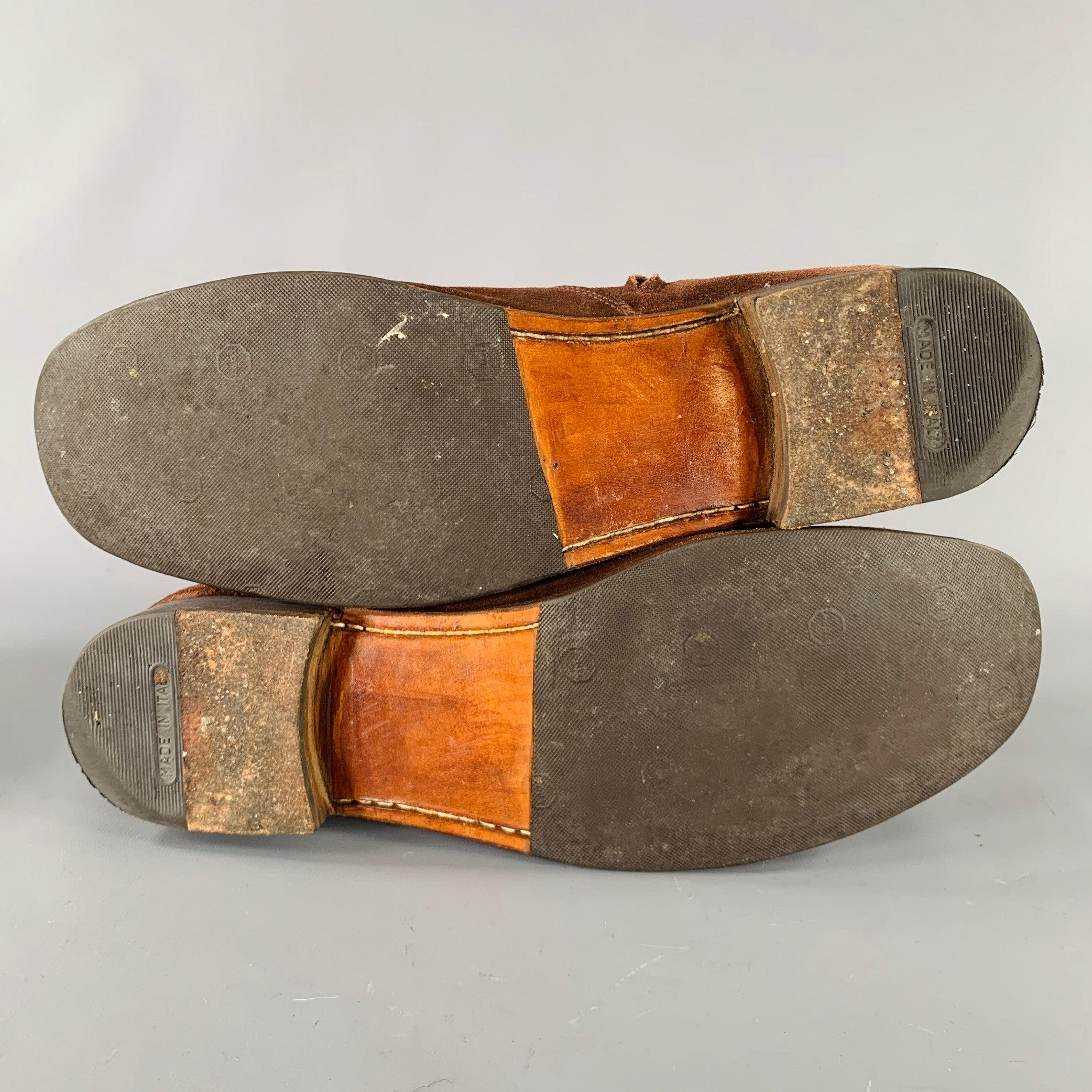 JIL SANDER Taille 11 Bottes en daim à fermeture latérale Brown en vente 1