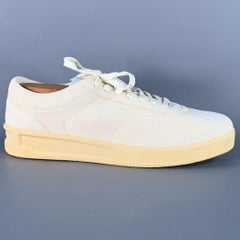 JIL SANDER Size 12 Natural Textured Suede Low Top Lace-Up Sneakers