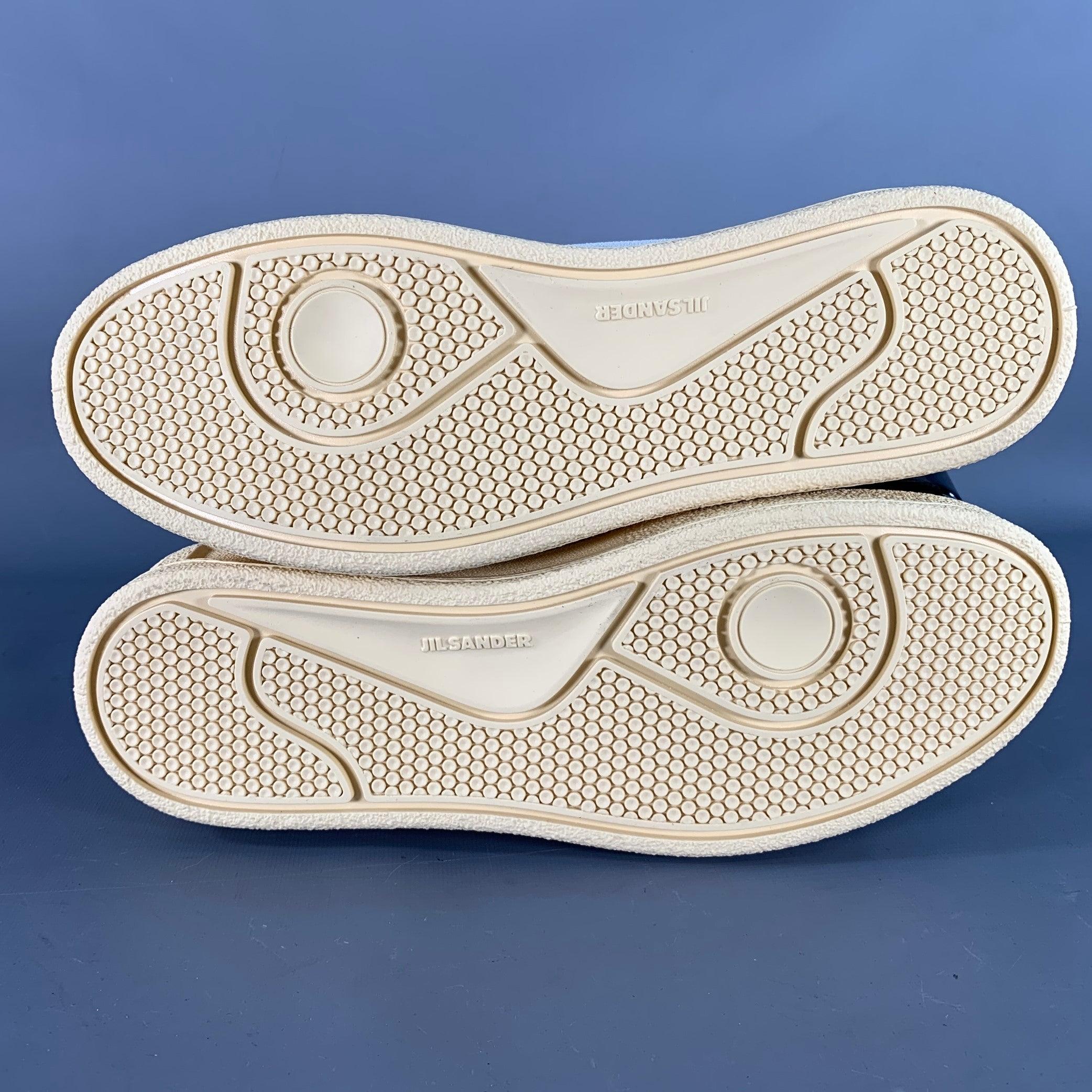JIL SANDER Size 12 Natural Textured Suede Low Top Lace-Up Sneakers For Sale 1