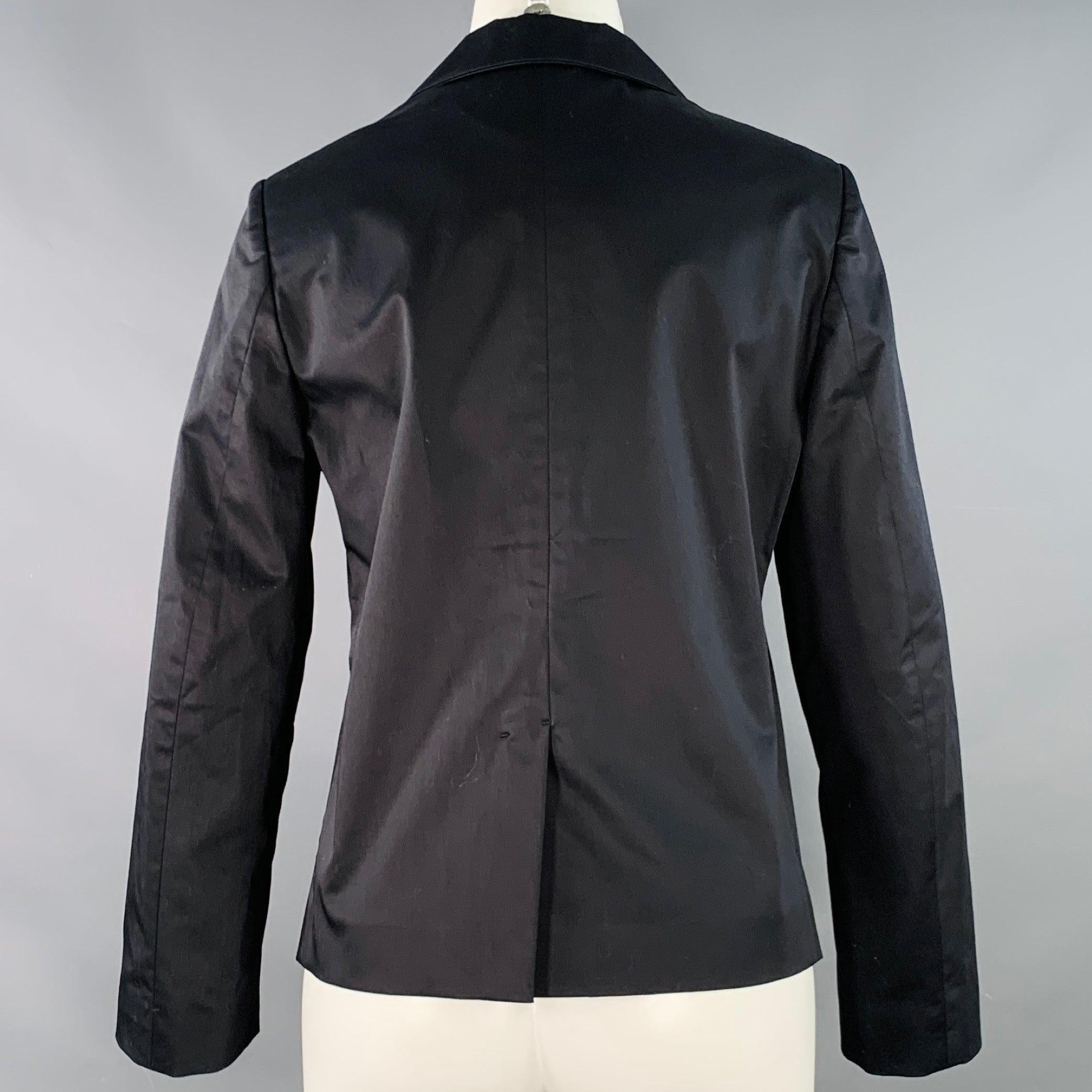 JIL SANDER Size 2 Black Cotton Blend Button Up Jacket Blazer In Excellent Condition For Sale In San Francisco, CA