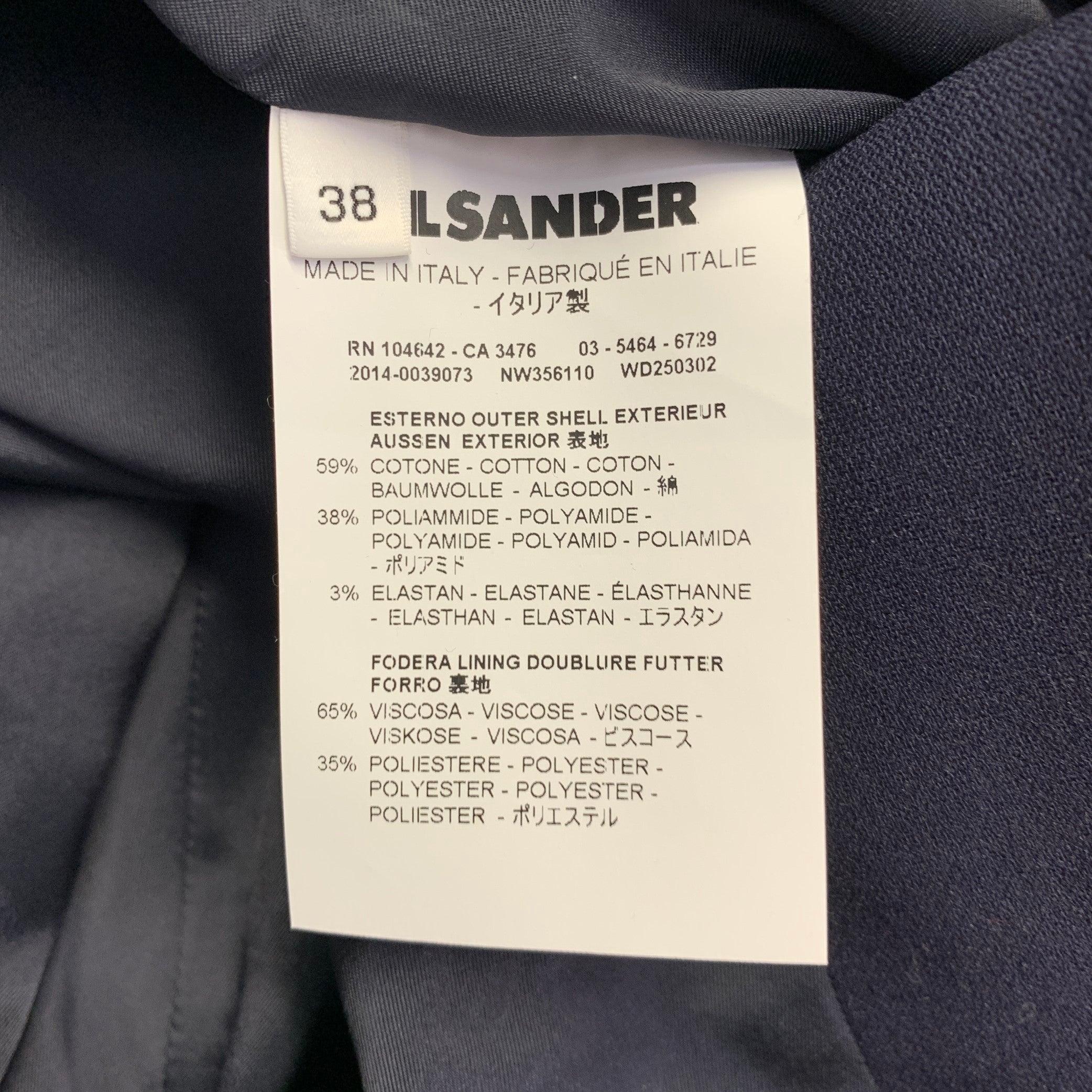 JIL SANDER Taille 2 Navy Cotton Blend Zip Up A-Line Skirt Excellent état - En vente à San Francisco, CA