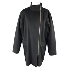 JIL SANDER Size 2 Navy Wool Blend Asymmetrical Zip High Collar Coat