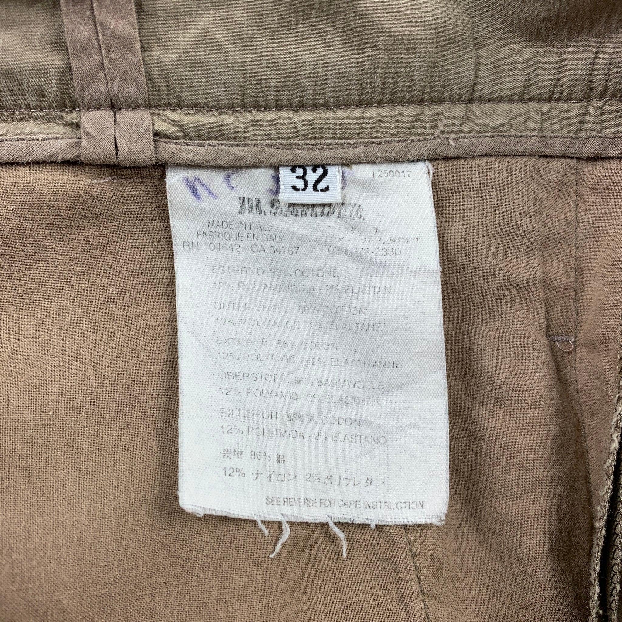 Beige JIL SANDER Size 2 Taupe Cotton Blend Straight Dress Pants For Sale