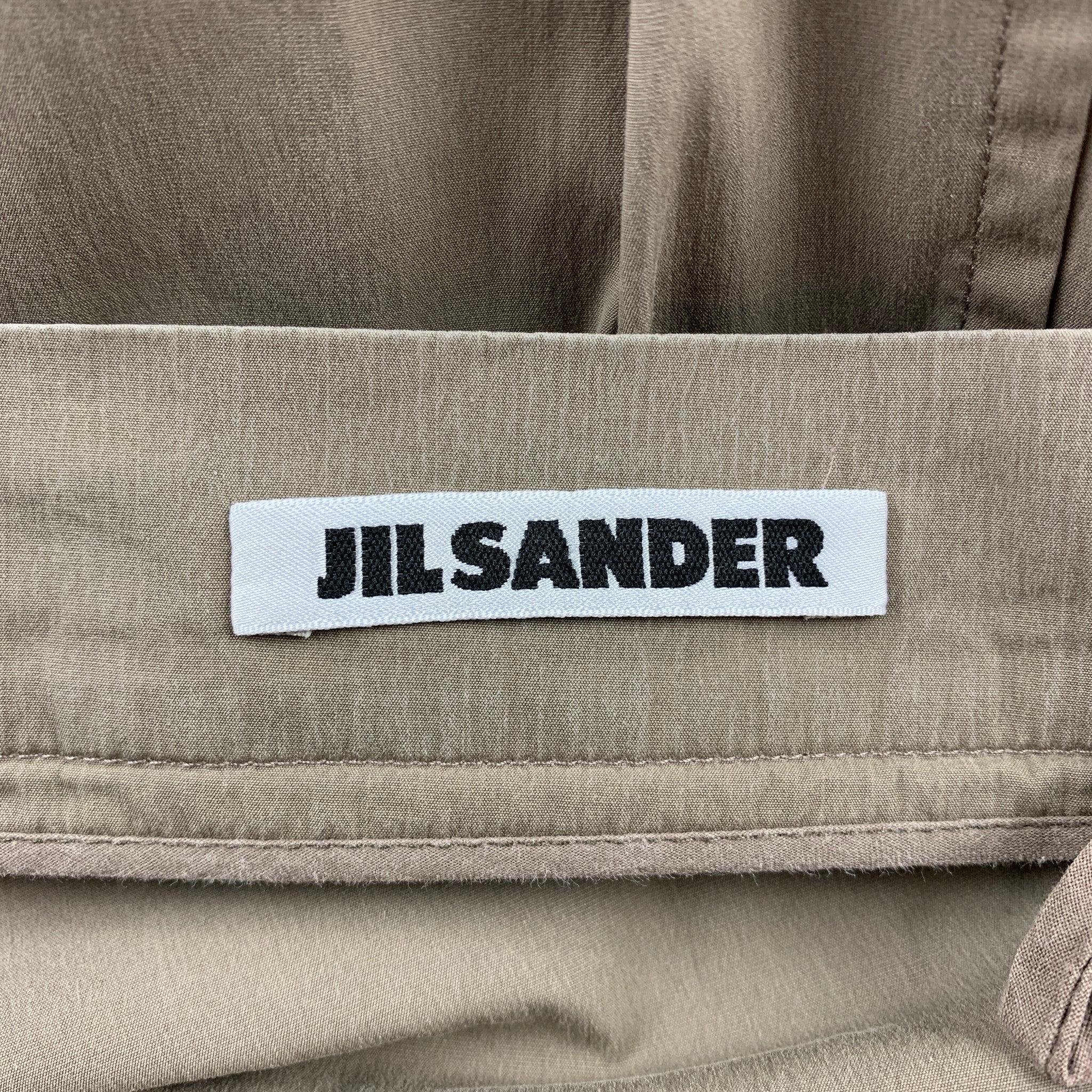 JIL SANDER Size 2 Taupe Cotton Blend Straight Dress Pants In Good Condition For Sale In San Francisco, CA