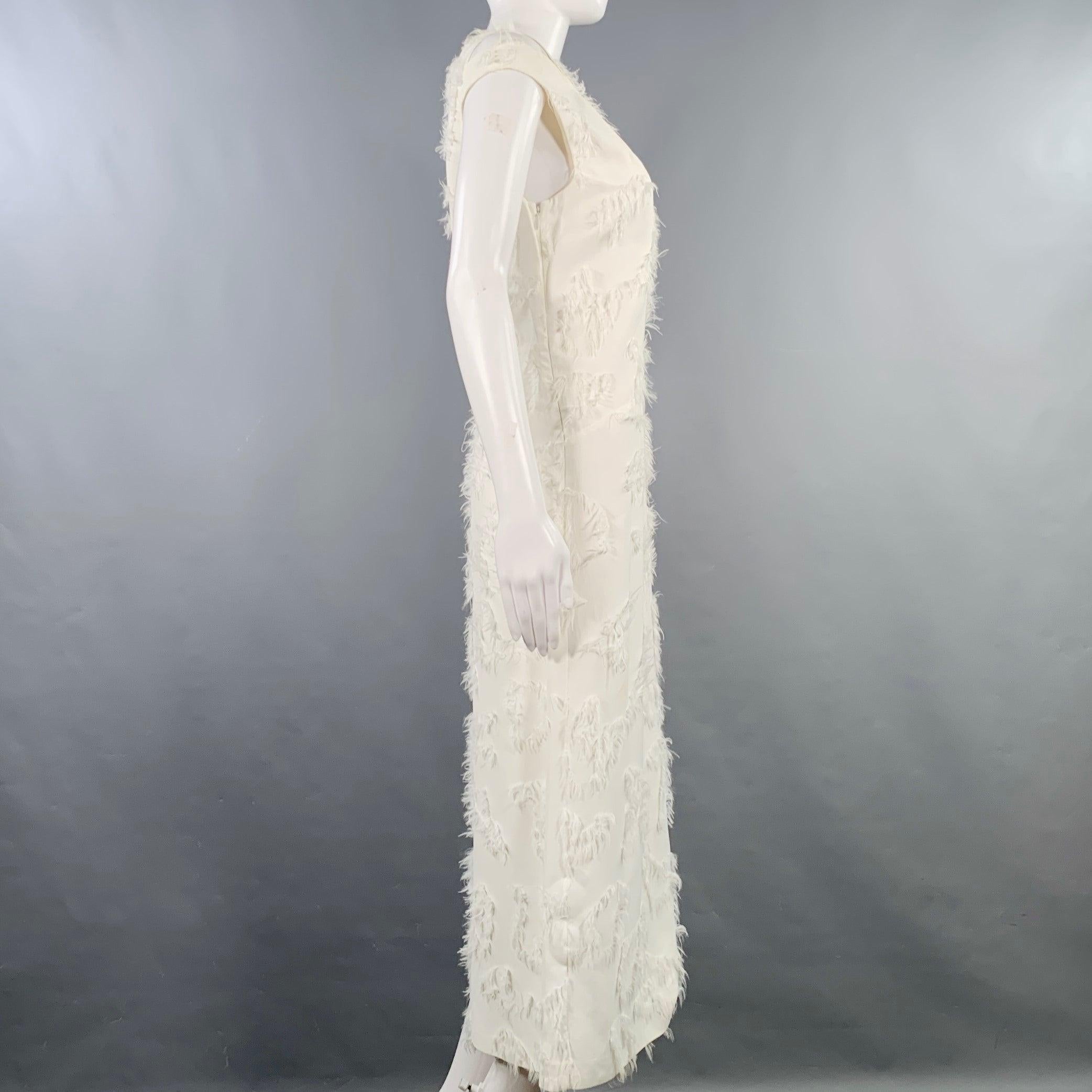 JIL SANDER Talla 2 Vestido blanco de viscosa recortado sin mangas Blanco