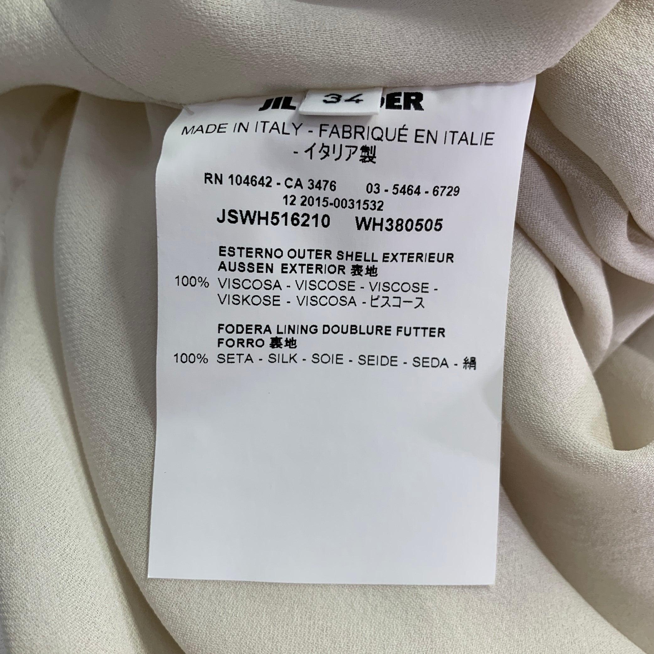 JIL SANDER Talla 2 Vestido blanco de viscosa recortado sin mangas 1