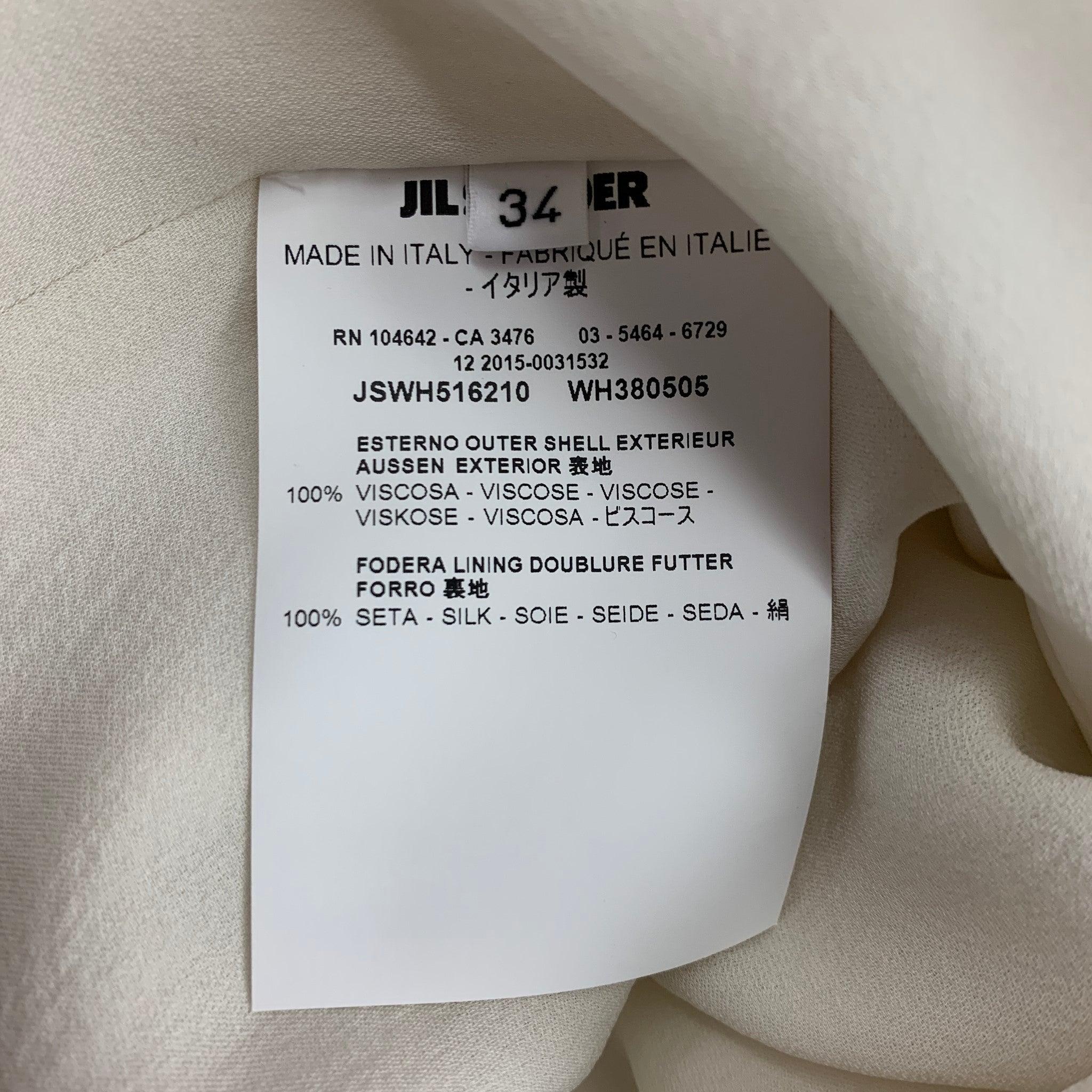 Women's JIL SANDER Size 2 White Viscose Textured Cutout Dress For Sale