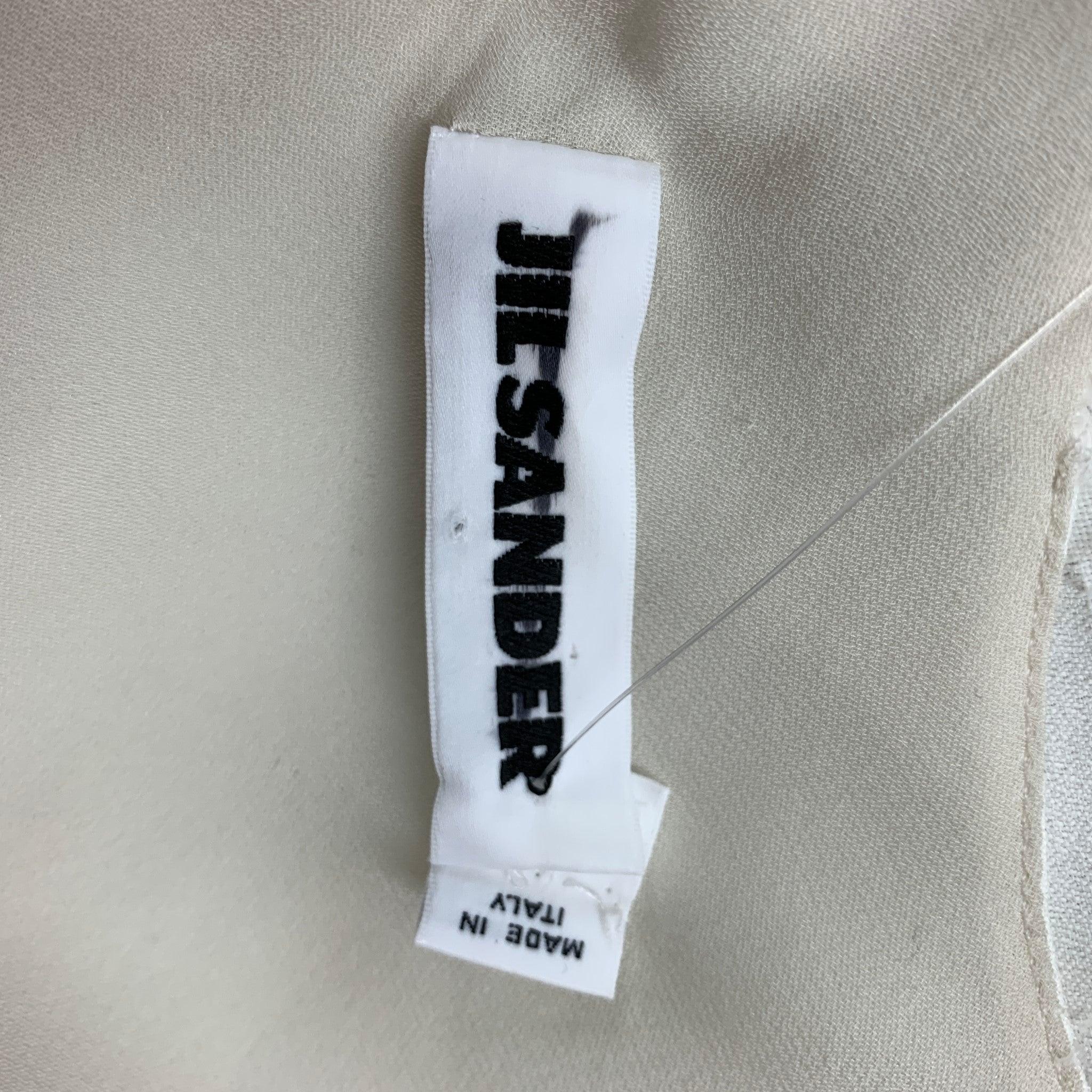 JIL SANDER Size 2 White Viscose Textured Cutout Dress 1