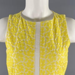 JIL SANDER Size 2 Yellow White Jacquard A-Line Dress