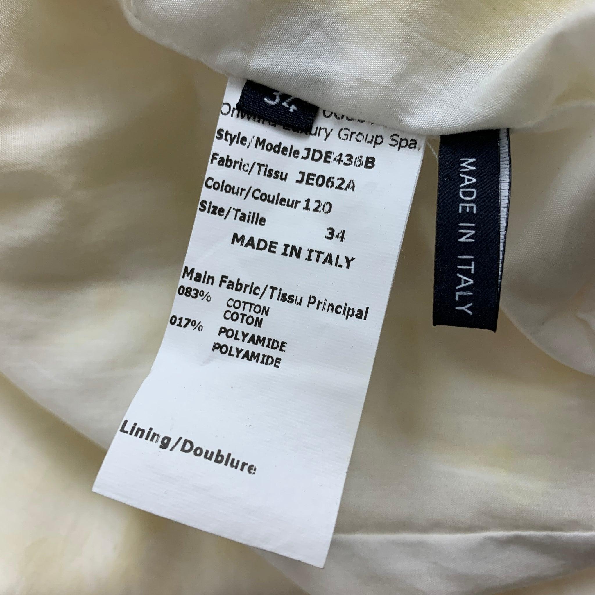 Women's JIL SANDER Size 2 Yellow White Jacquard Cotton Blend A-Line Dress For Sale