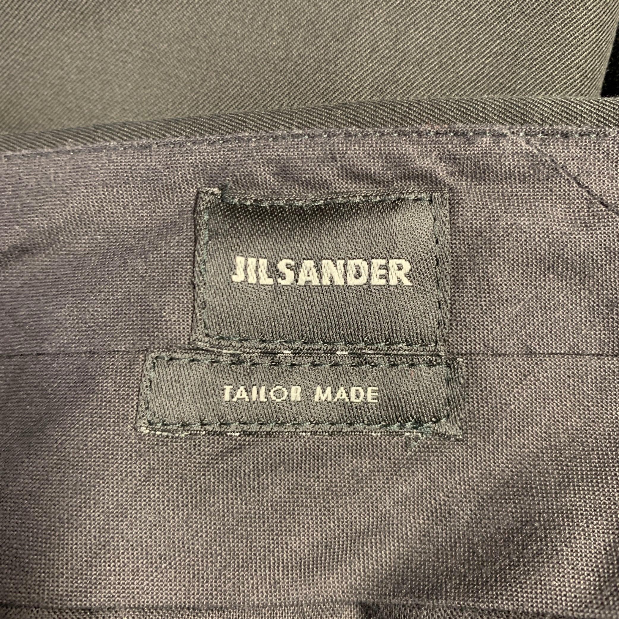 Men's JIL SANDER Size 30 Black White Vertical Stripe Cotton Flat Front Dress Pants For Sale