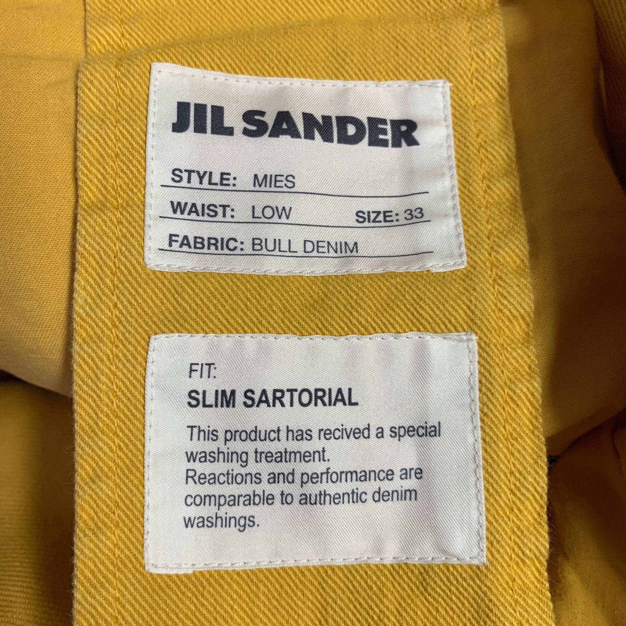 Men's JIL SANDER Size 33 Mies Yellow Cotton Low Rise Button Fly Jeans