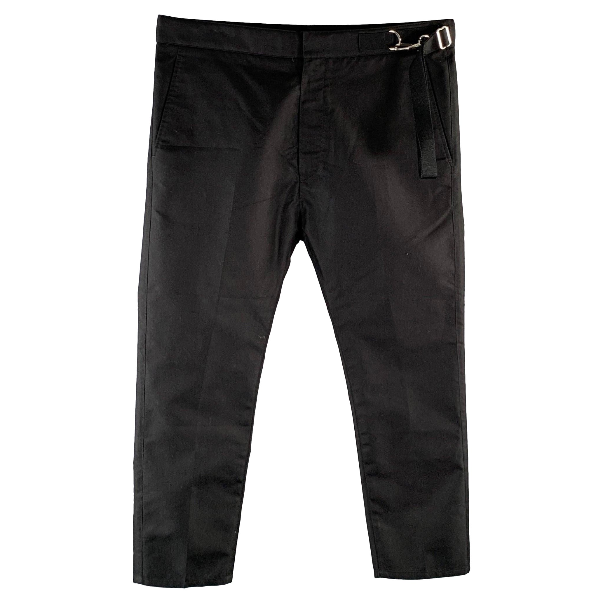 JIL SANDER Size 34 Black Cotton Blend Side Strap Casual Pants