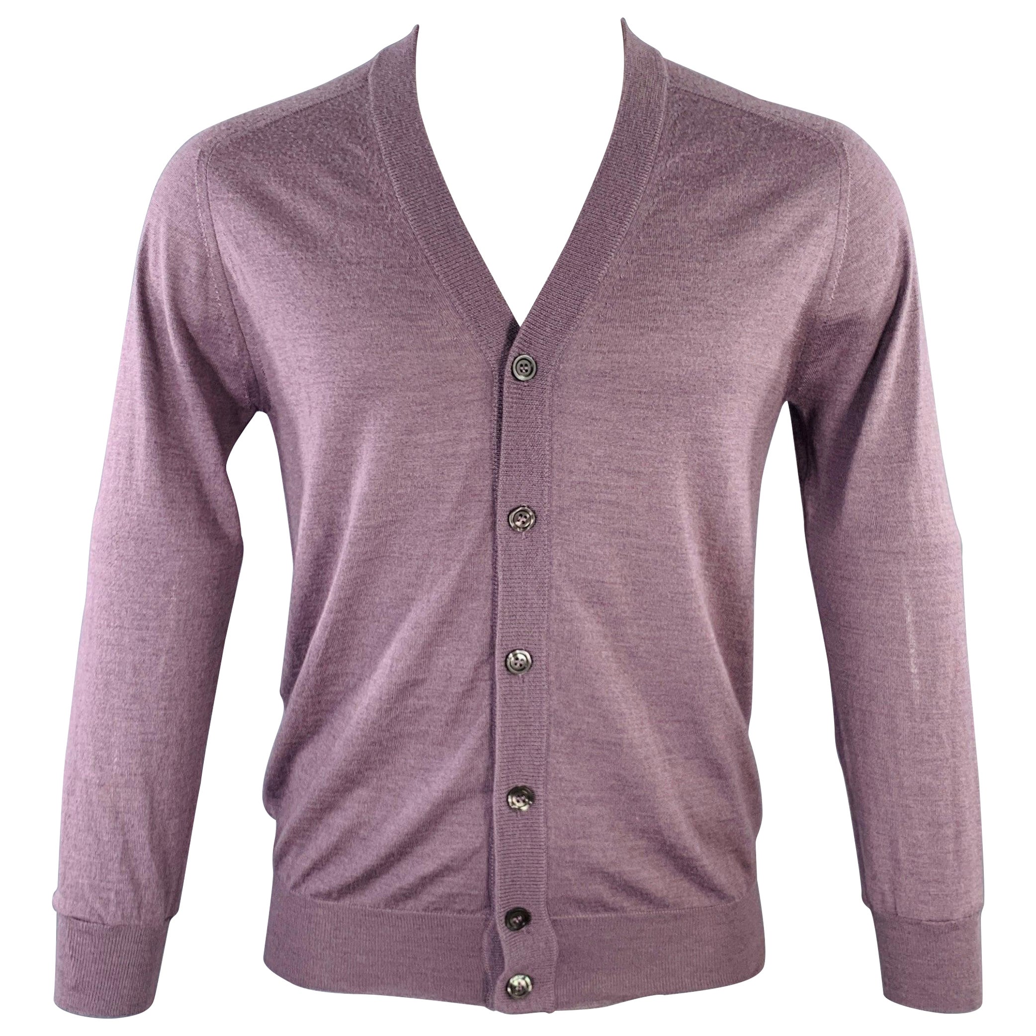 JIL SANDER - Cardigan à col en V en cachemire et soie violet, taille 36