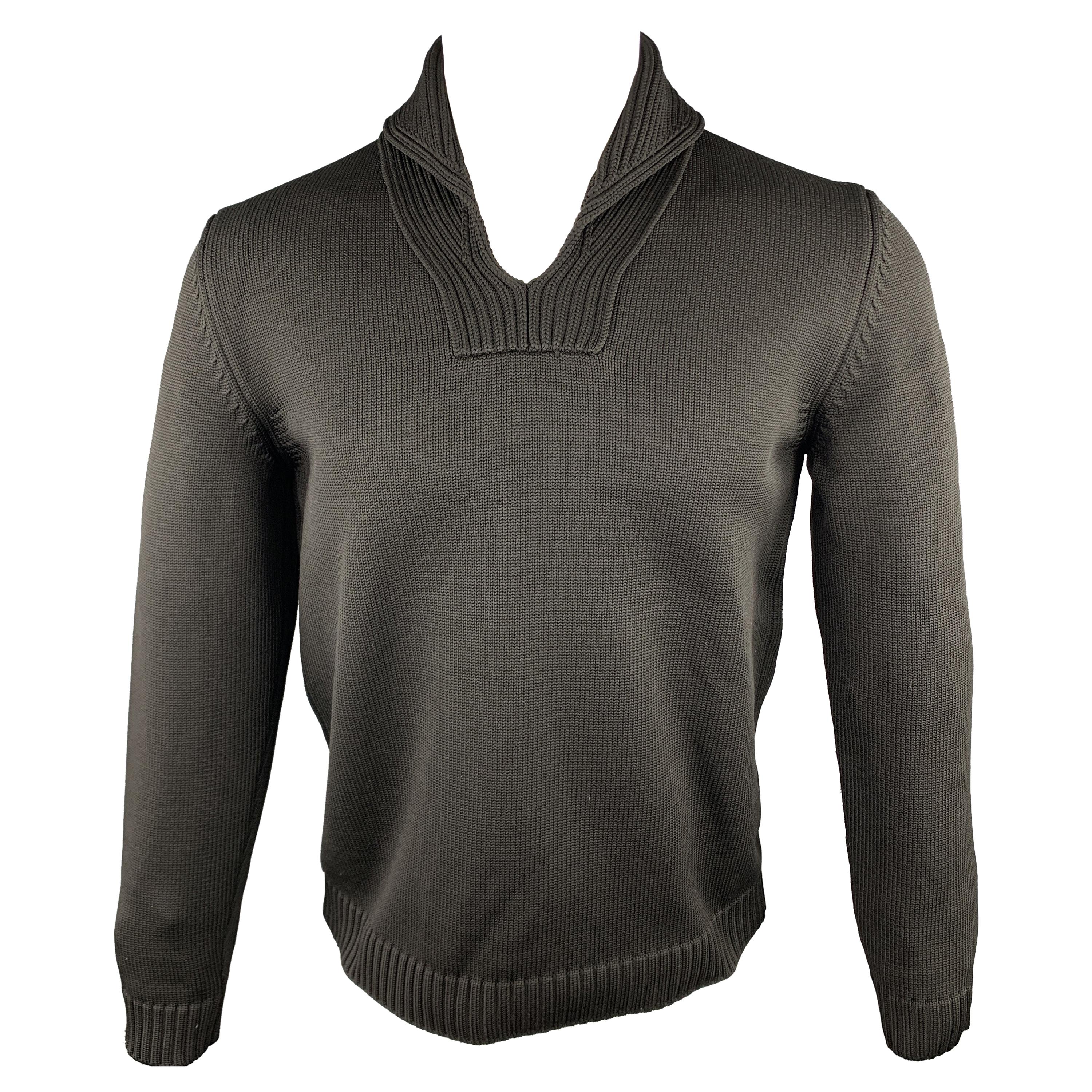 JIL SANDER Size 38 Black Knitted Polypropylene Shawl Collar Sweater