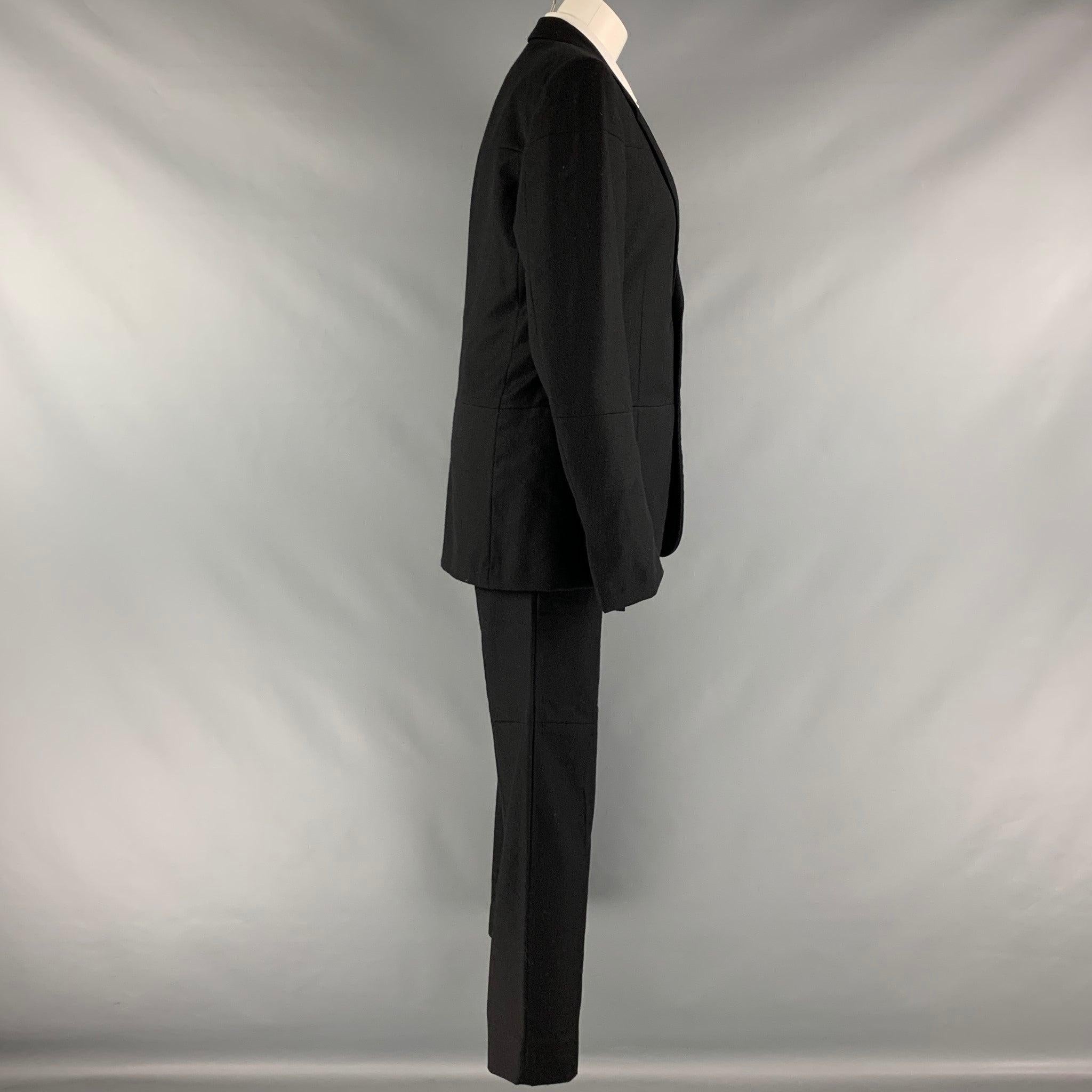 JIL SANDER Size 38 Black Patchwork Wool Single Button Suit In Good Condition For Sale In San Francisco, CA