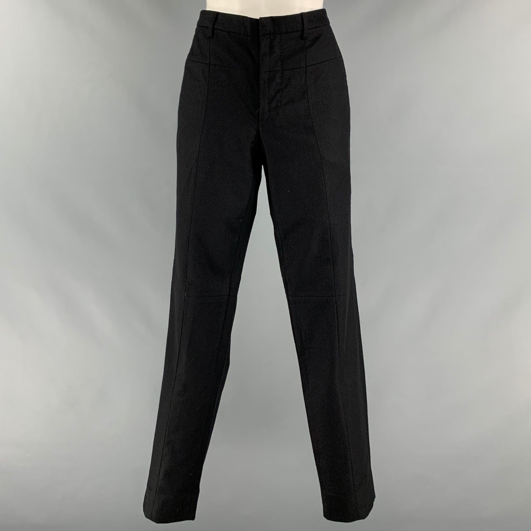 JIL SANDER Size 38 Black Patchwork Wool Single Button Suit For Sale 1