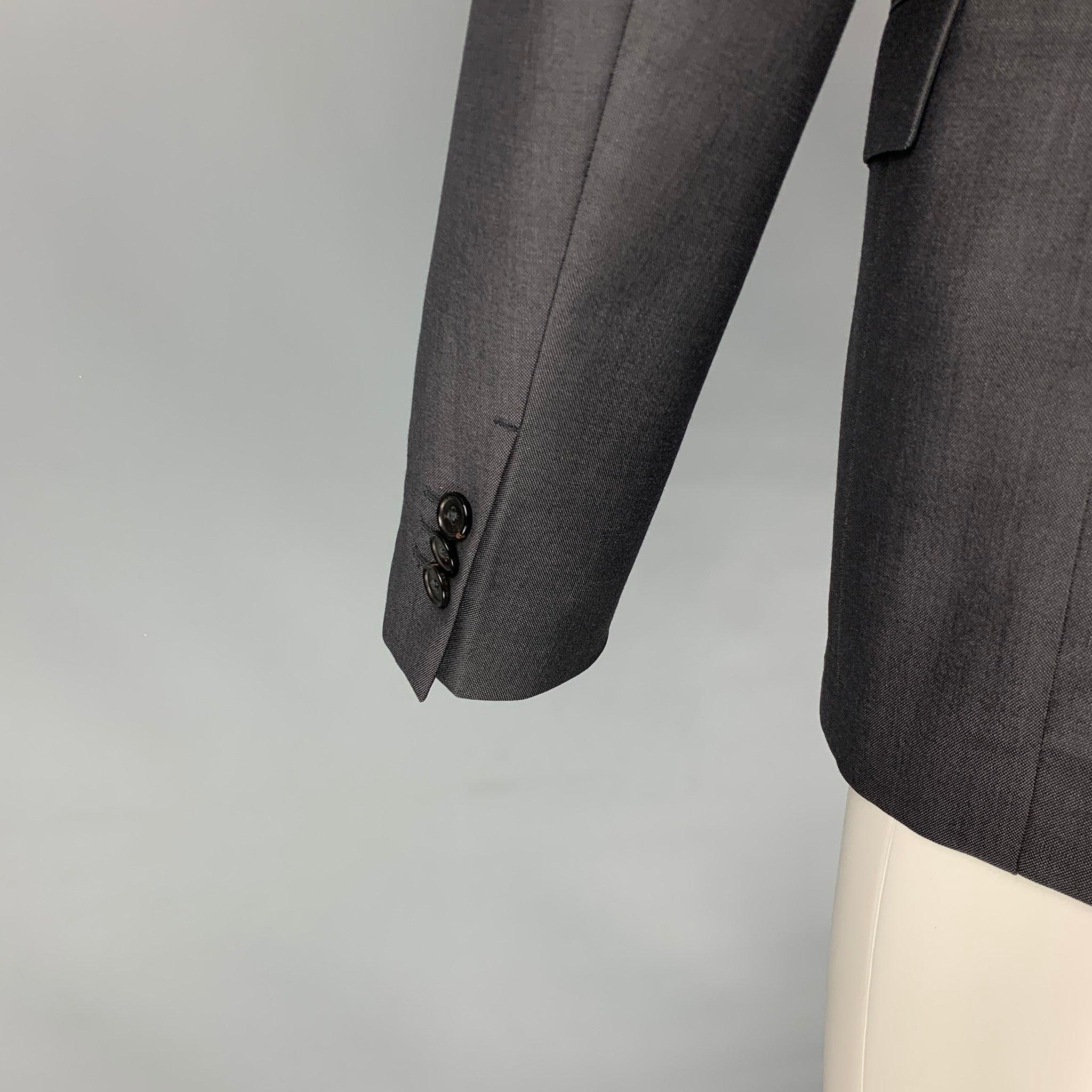 Uomo Jil Sander taglia 38 Cappotto sportivo grigio scuro in lana e mohair con risvolto a tacche in vendita
