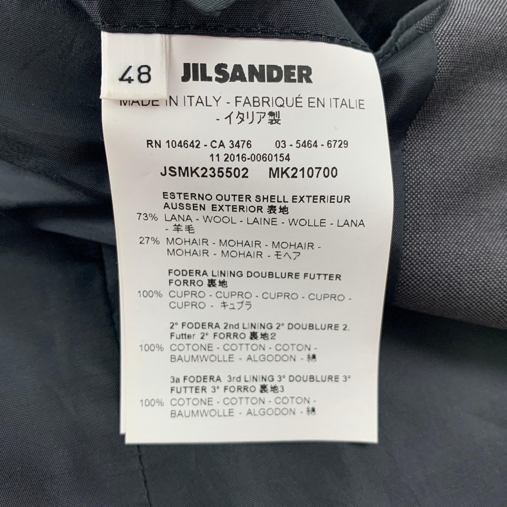 JIL SANDER Size 38 Dark Gray Wool / Mohair Notch Lapel Sport Coat For Sale 2