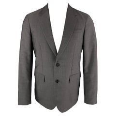 Jil Sander taglia 38 Cappotto sportivo grigio scuro in lana e mohair con risvolto a tacche
