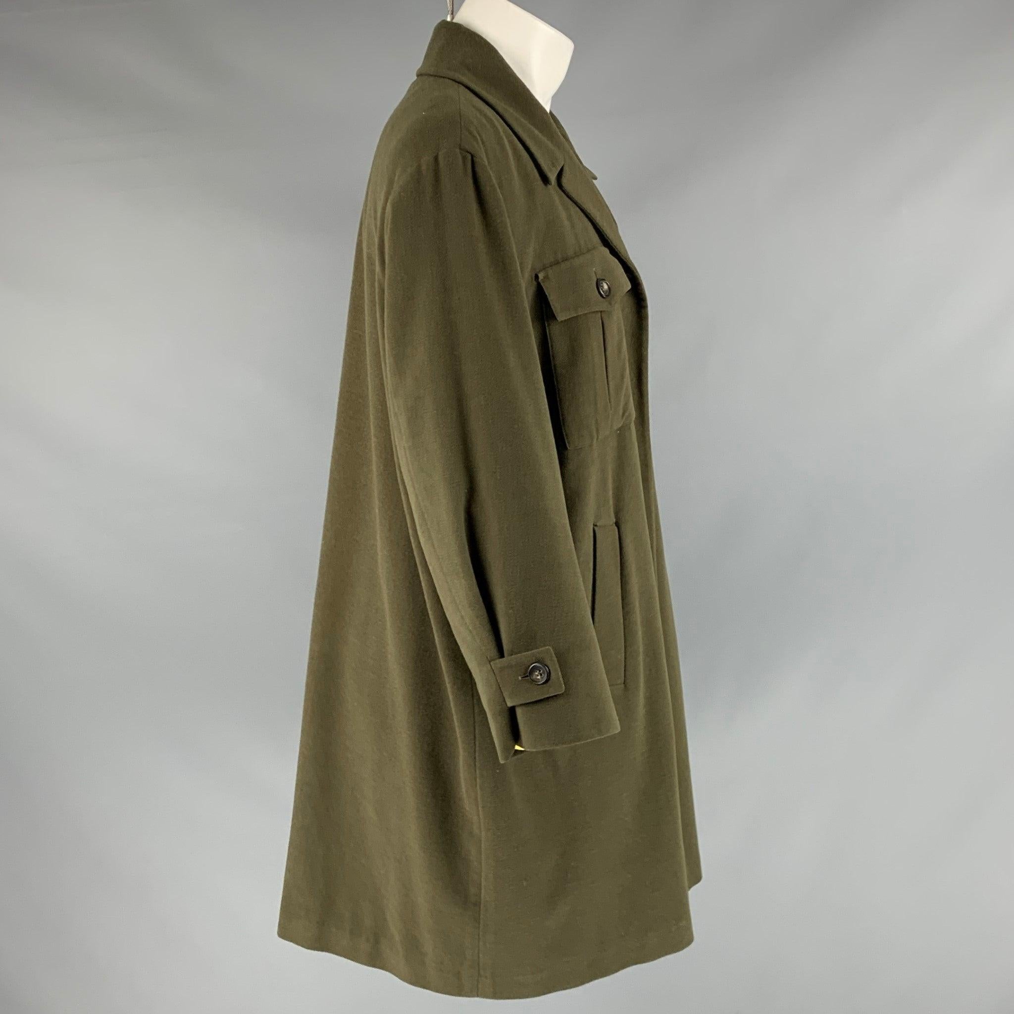 Black JIL SANDER Size 38 Green Lambswool Angora Coat For Sale