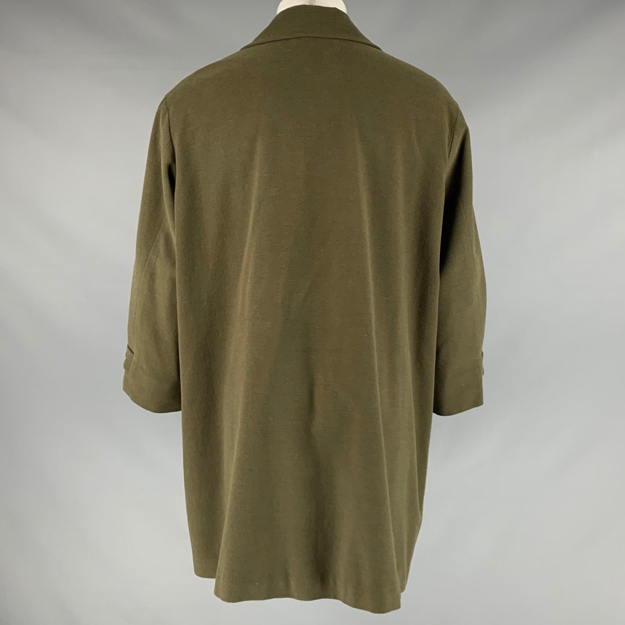 Men's JIL SANDER Size 38 Green Lambswool Angora Coat For Sale