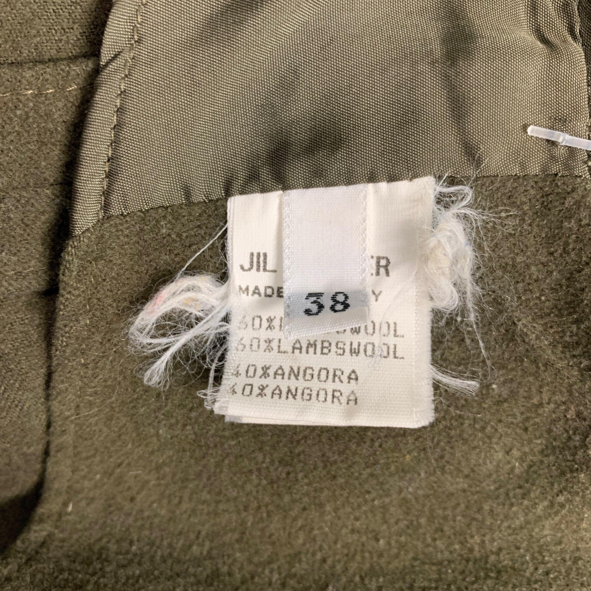 JIL SANDER Size 38 Green Lambswool Angora Coat For Sale 1