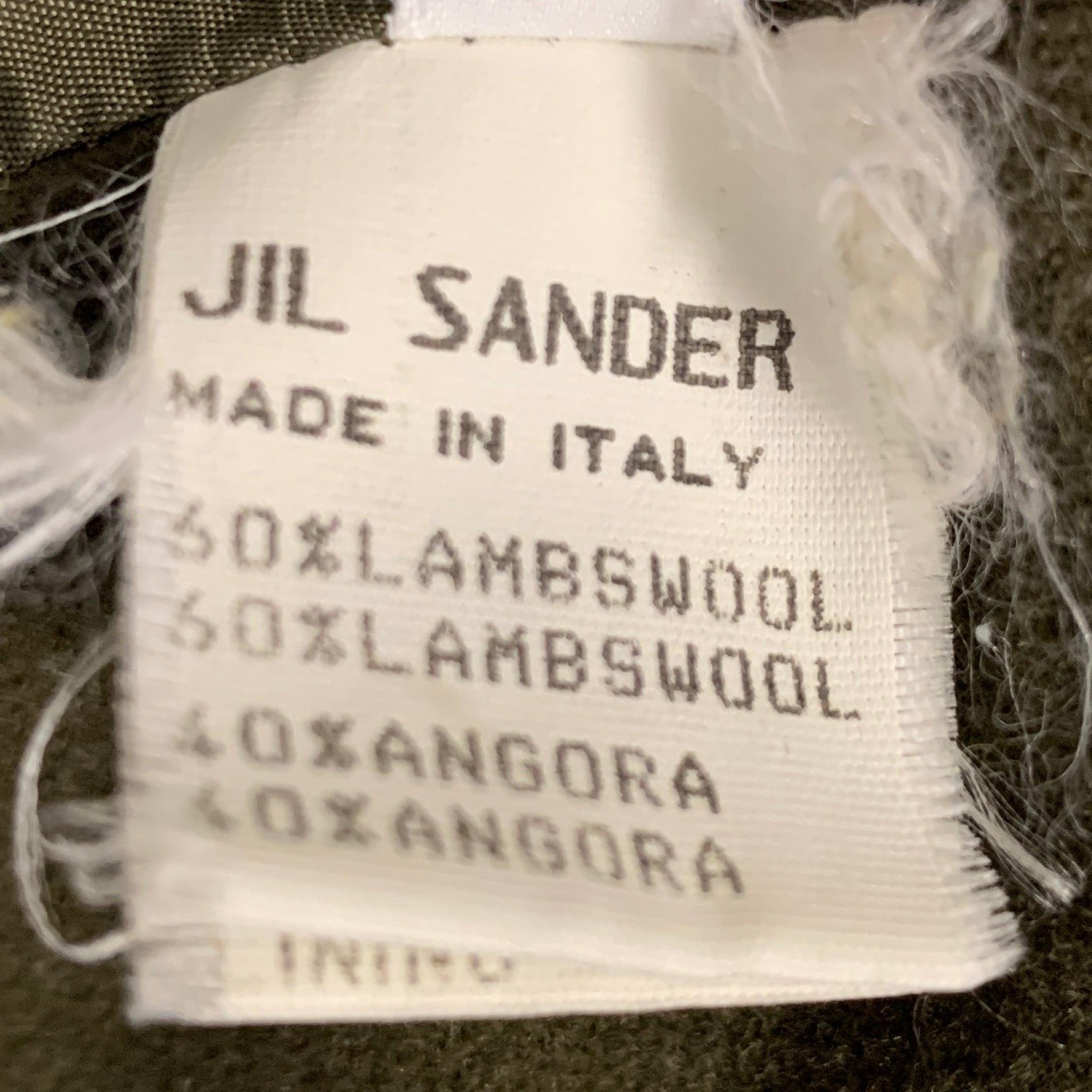 JIL SANDER Size 38 Green Lambswool Angora Coat For Sale 2