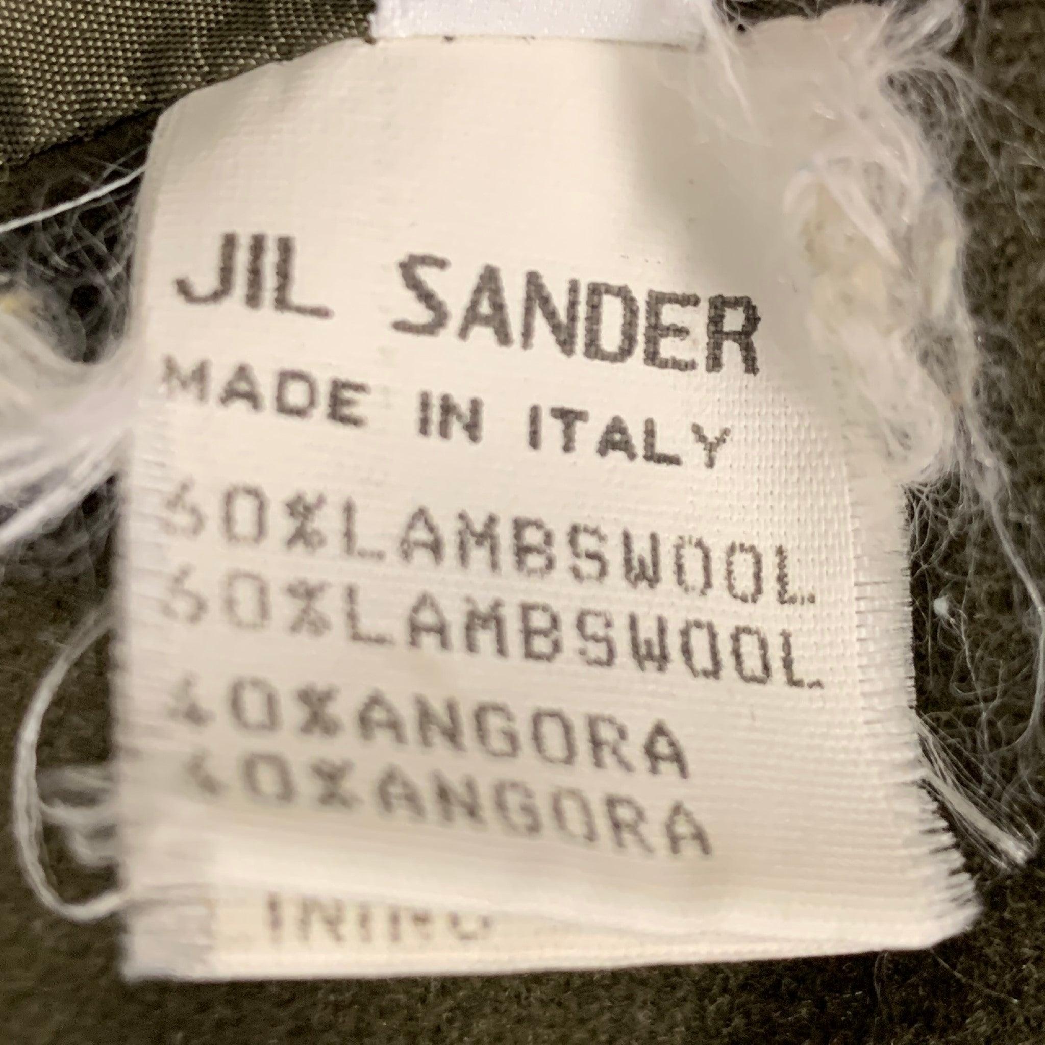 JIL SANDER Size 38 Green Lambswool Angora Coat For Sale 3