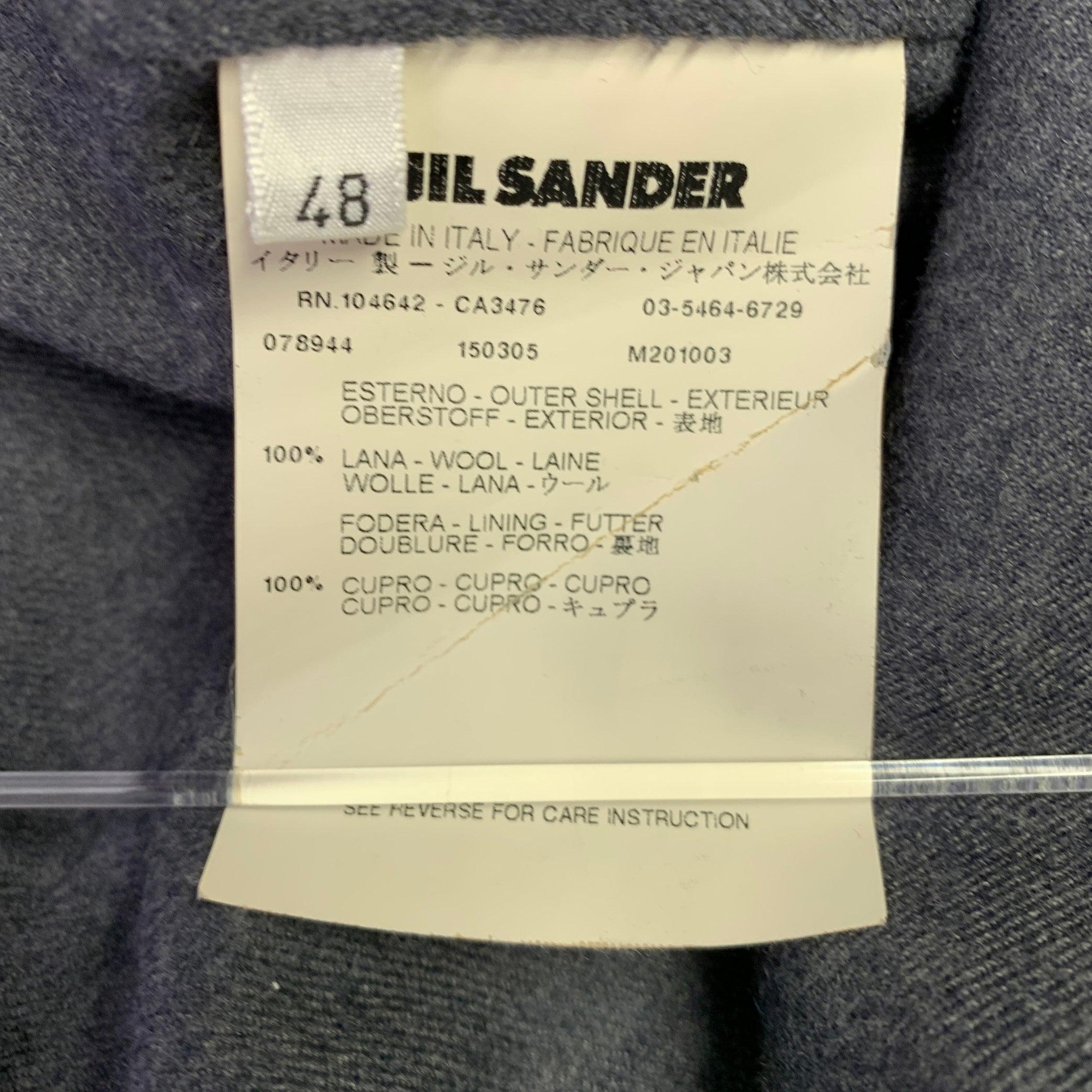 JIL SANDER Giacca monopetto in lana grigia taglia 38 in vendita 1