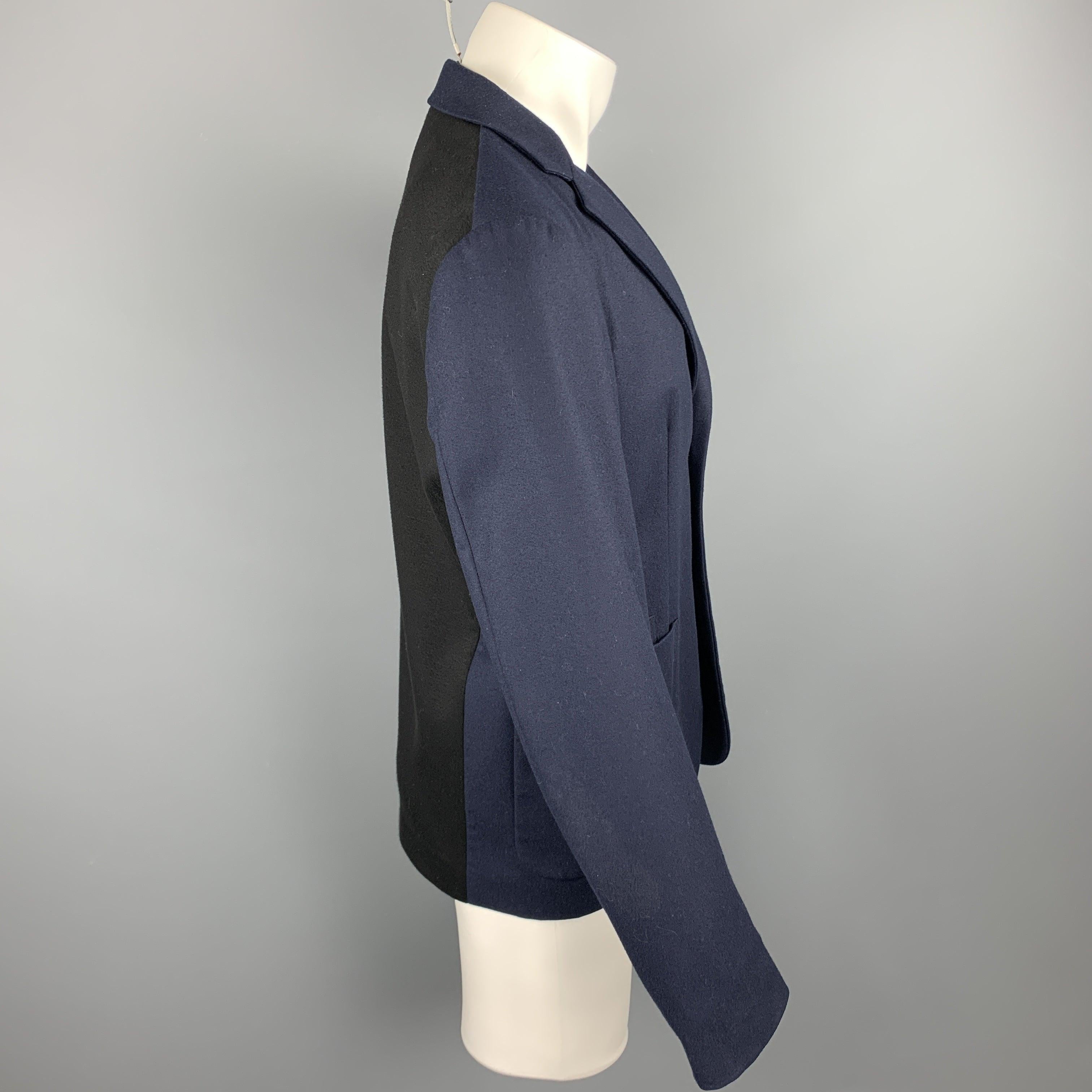 JIL SANDER Size 38 Navy Wool Notch Lapel Sport Coat In Good Condition For Sale In San Francisco, CA