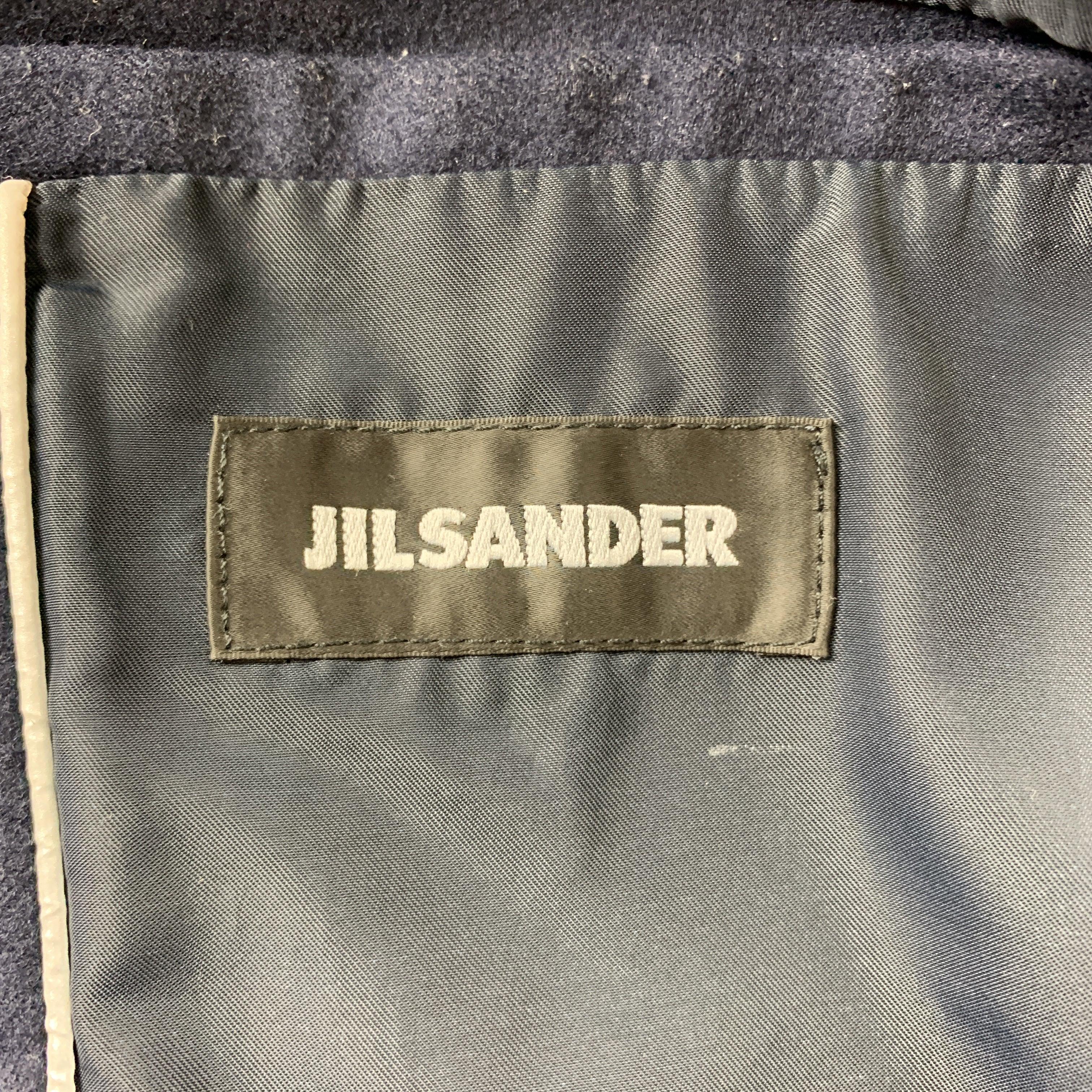 JIL SANDER Size 38 Navy Wool Notch Lapel Sport Coat For Sale 1