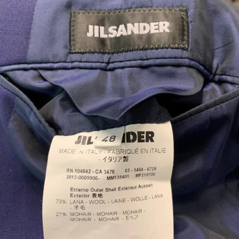 Men's JIL SANDER Size 38 Royal Blue Solid Wool Mohair Notch Lapel Sport Coat For Sale