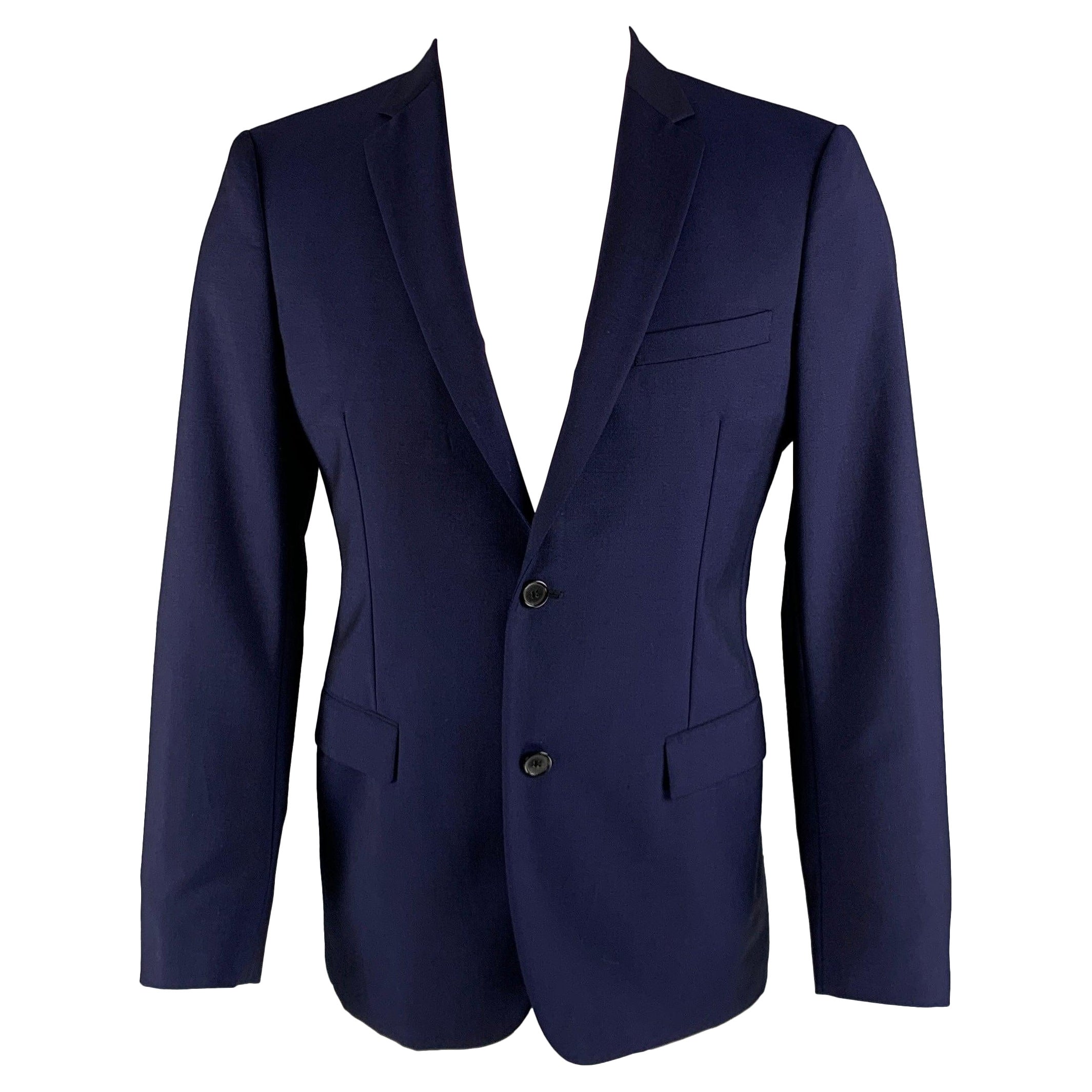 Jil Sander Taglia 38 Blu Reale Cappotto sportivo in lana e mohair con risvolto a tacche