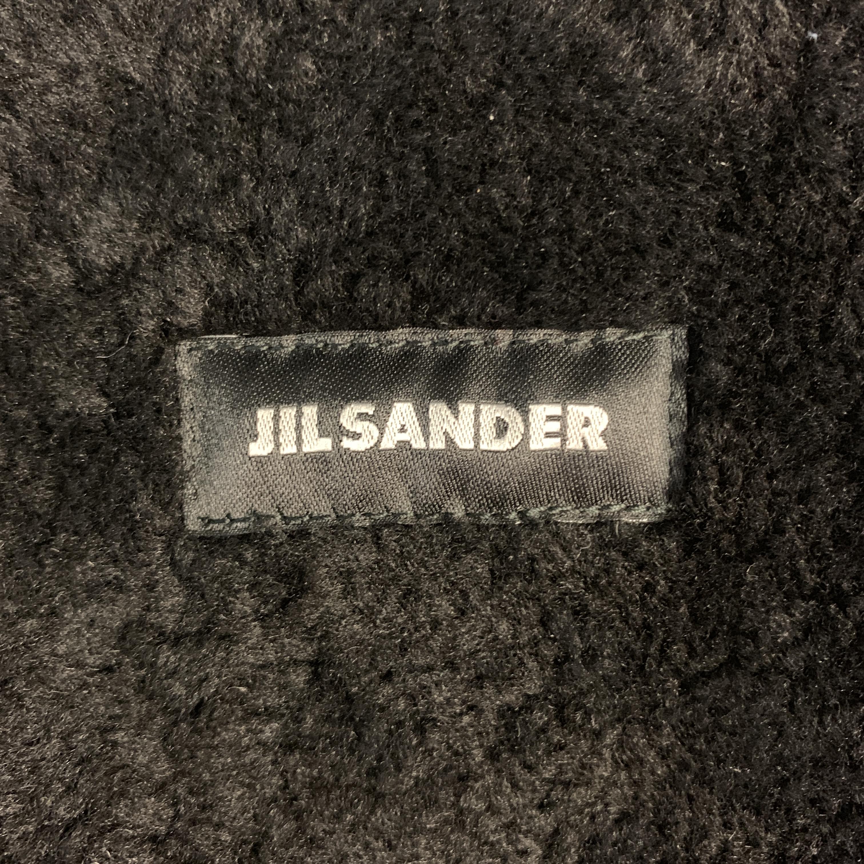 JIL SANDER Size 38 Textured Black Notch Lapel Leather Long Coat 7