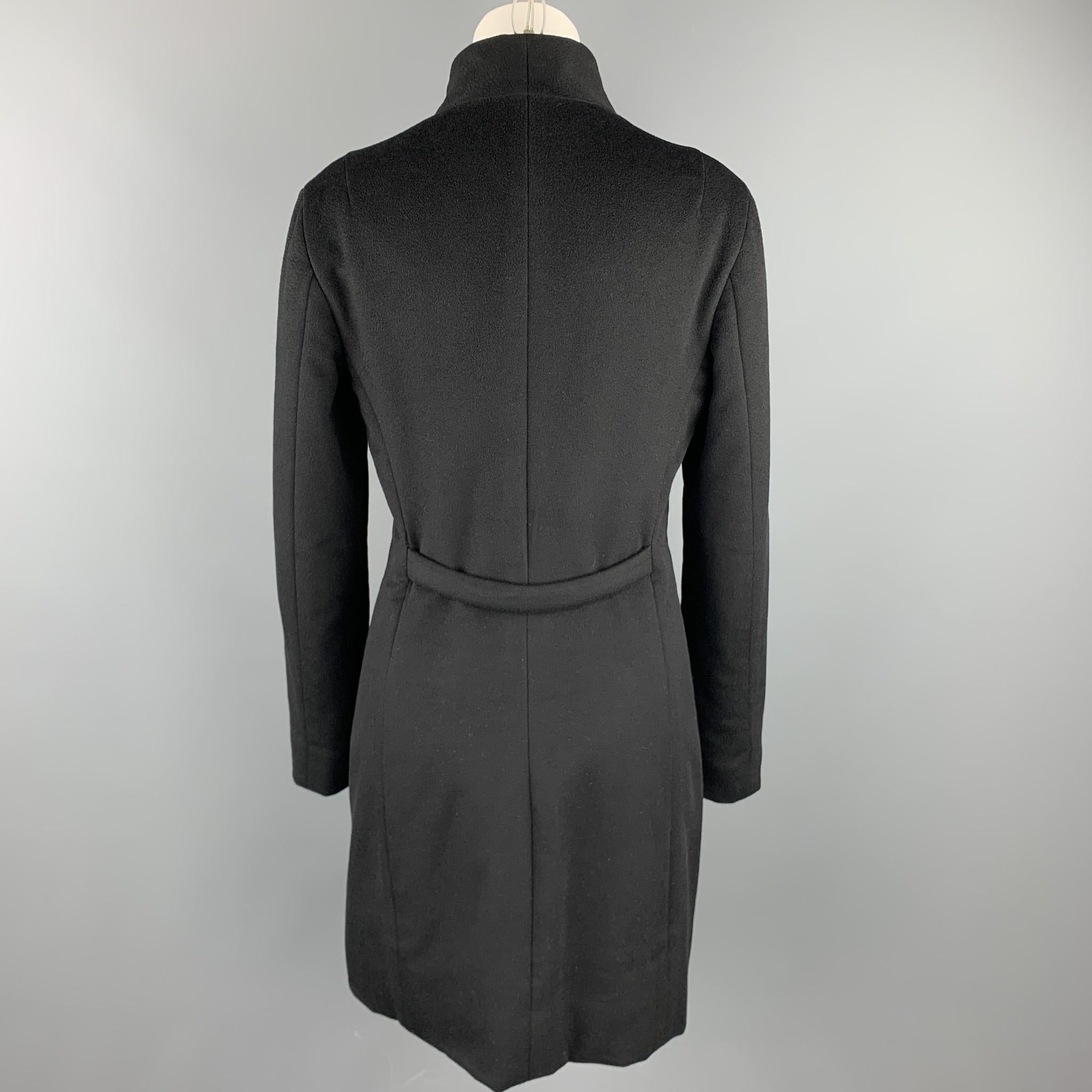 Women's JIL SANDER Size 4 Black Cashmere Blend Double Breasted Coat