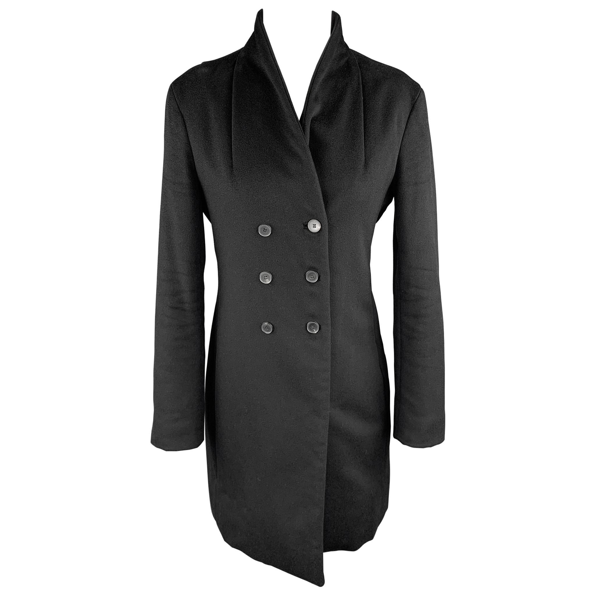 JIL SANDER Size 4 Black Cashmere Blend Double Breasted Coat