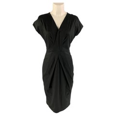 JIL SANDER Size 4 Black Cotton Cap Sleeves Dress