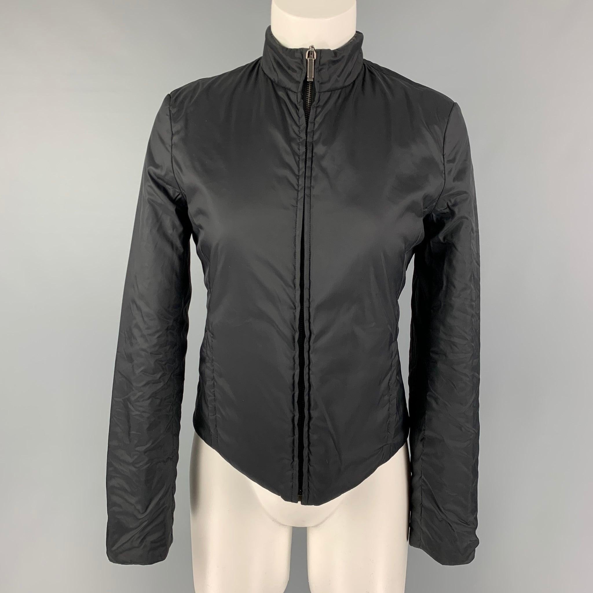 Women's JIL SANDER Size 4 Black Polyester Blend Textured Reversible Jacket For Sale