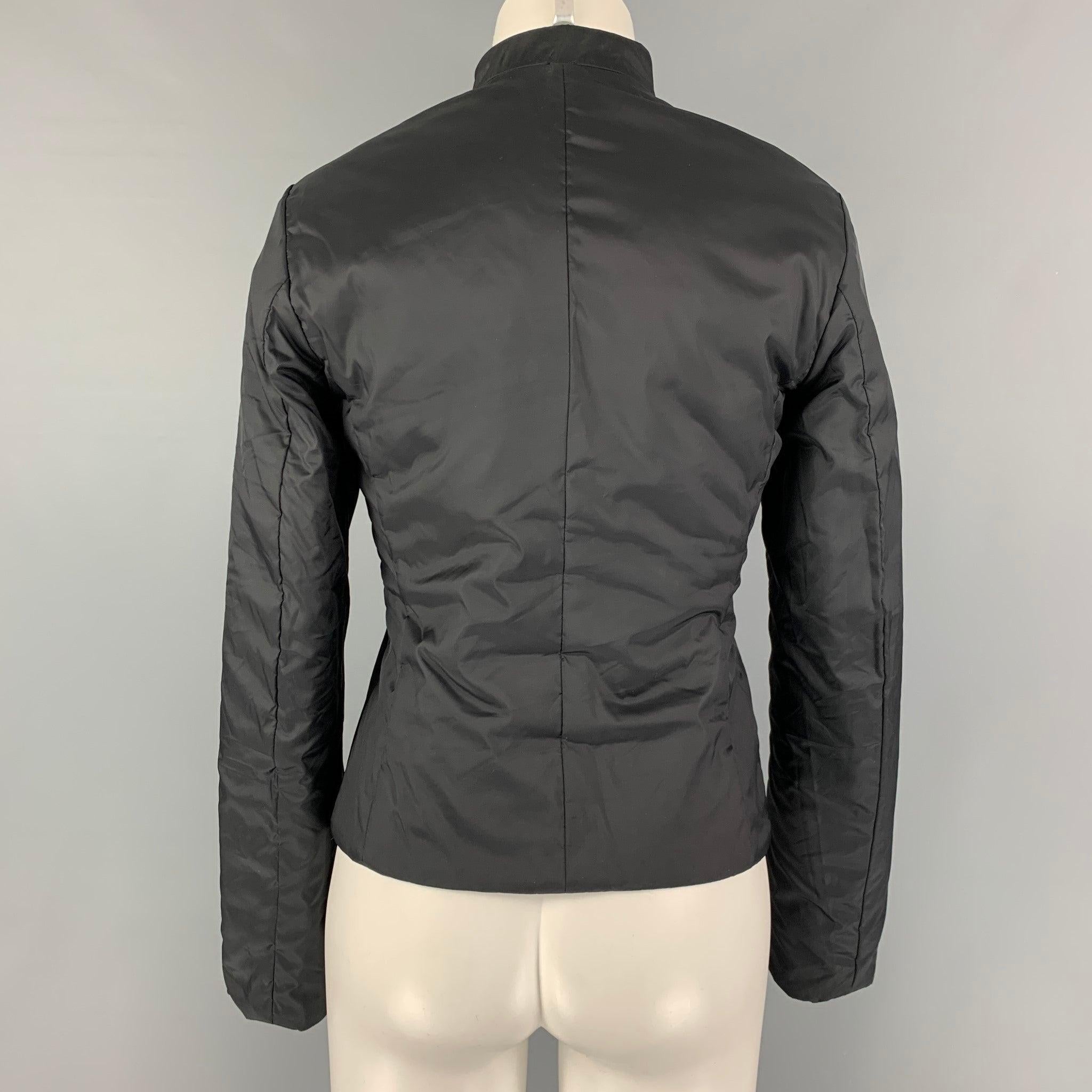 JIL SANDER Size 4 Black Polyester Blend Textured Reversible Jacket For Sale 1