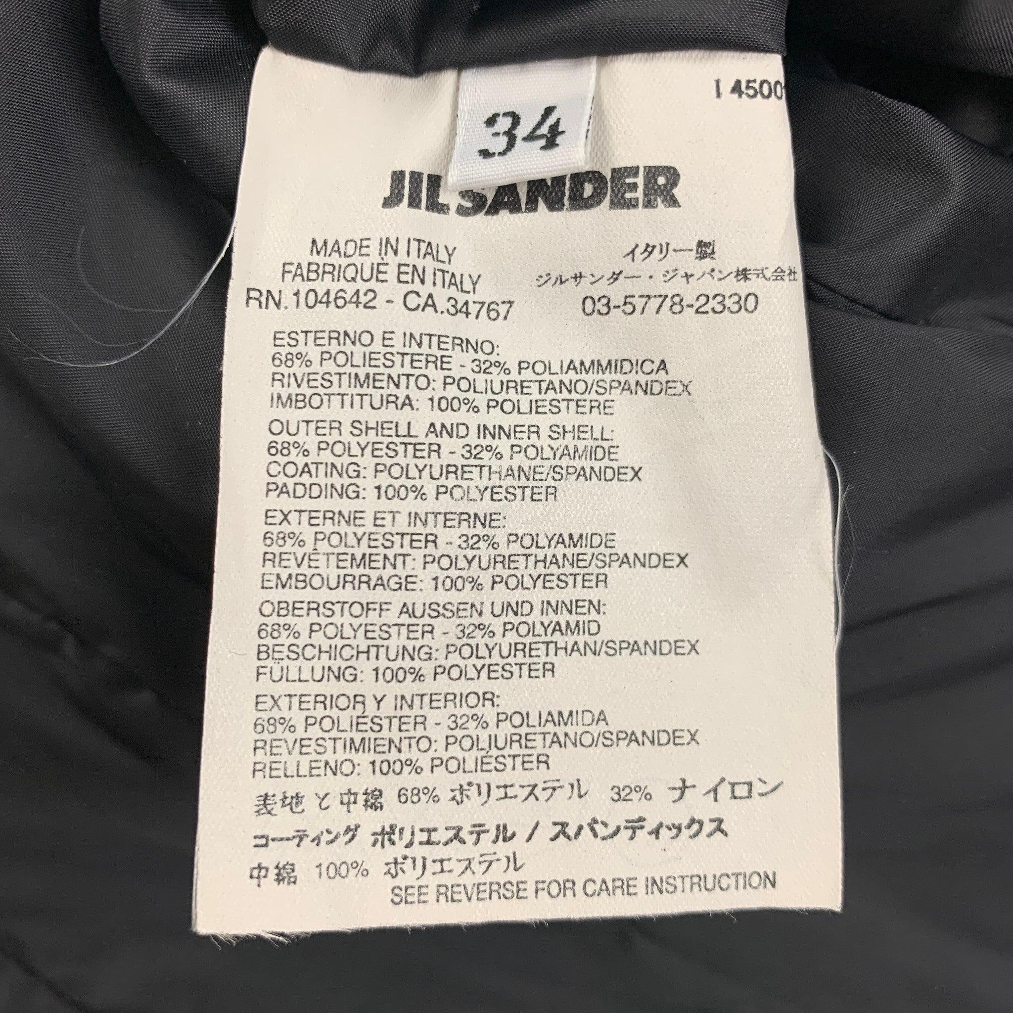 JIL SANDER Size 4 Black Polyester Blend Textured Reversible Jacket For Sale 2