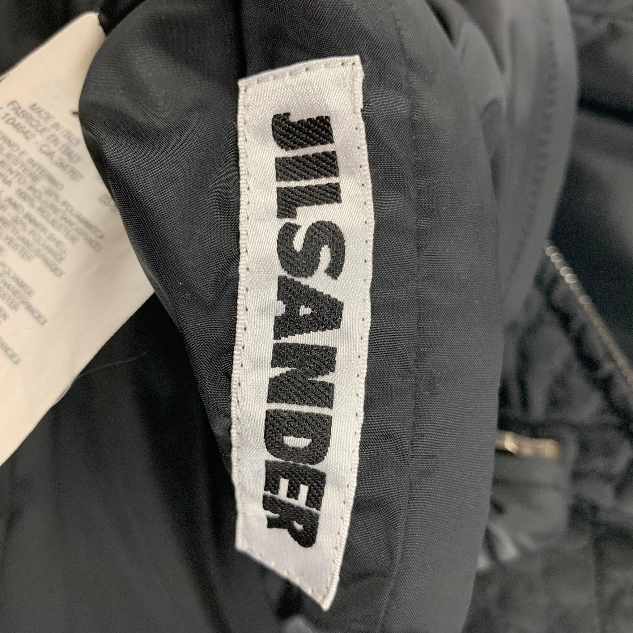 JIL SANDER Size 4 Black Polyester Blend Textured Reversible Jacket For Sale 3