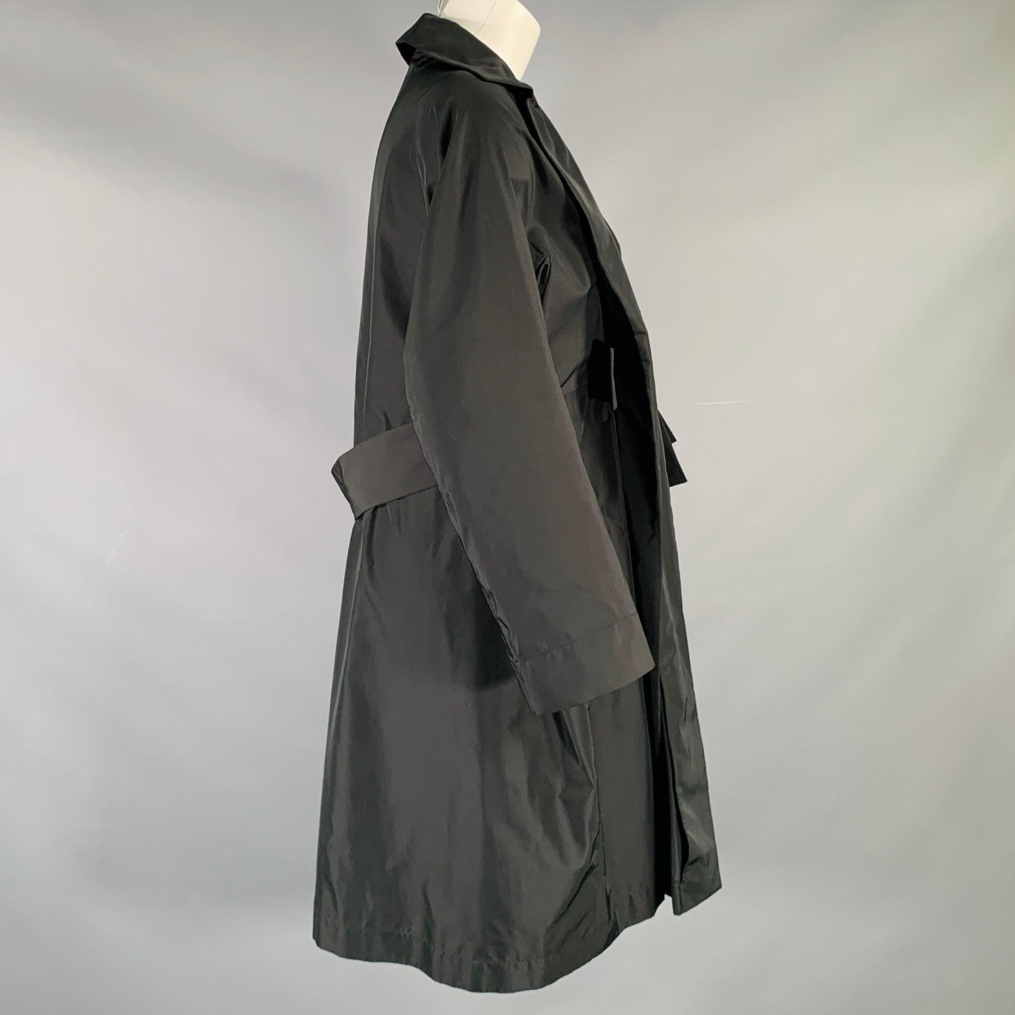 Nero Jil Sander Taglia 4 Cappotto aperto sul davanti in poliestere e seta nera in vendita